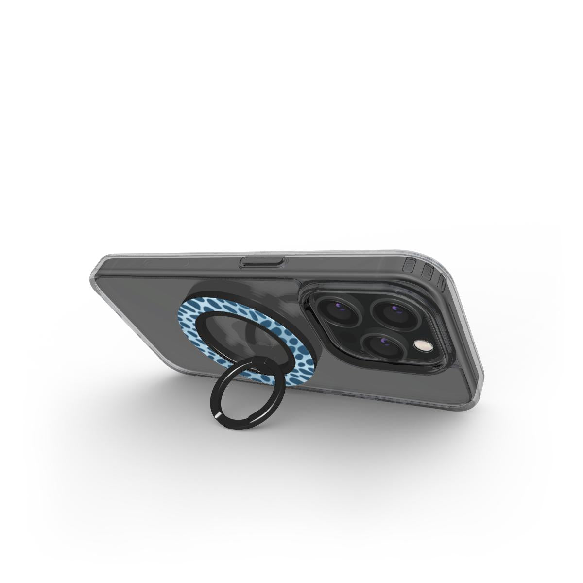 Poppy Blue Magnetic Ring Holder with deep blue animal spots scattered over powder blue from the Wild Atelier collection.