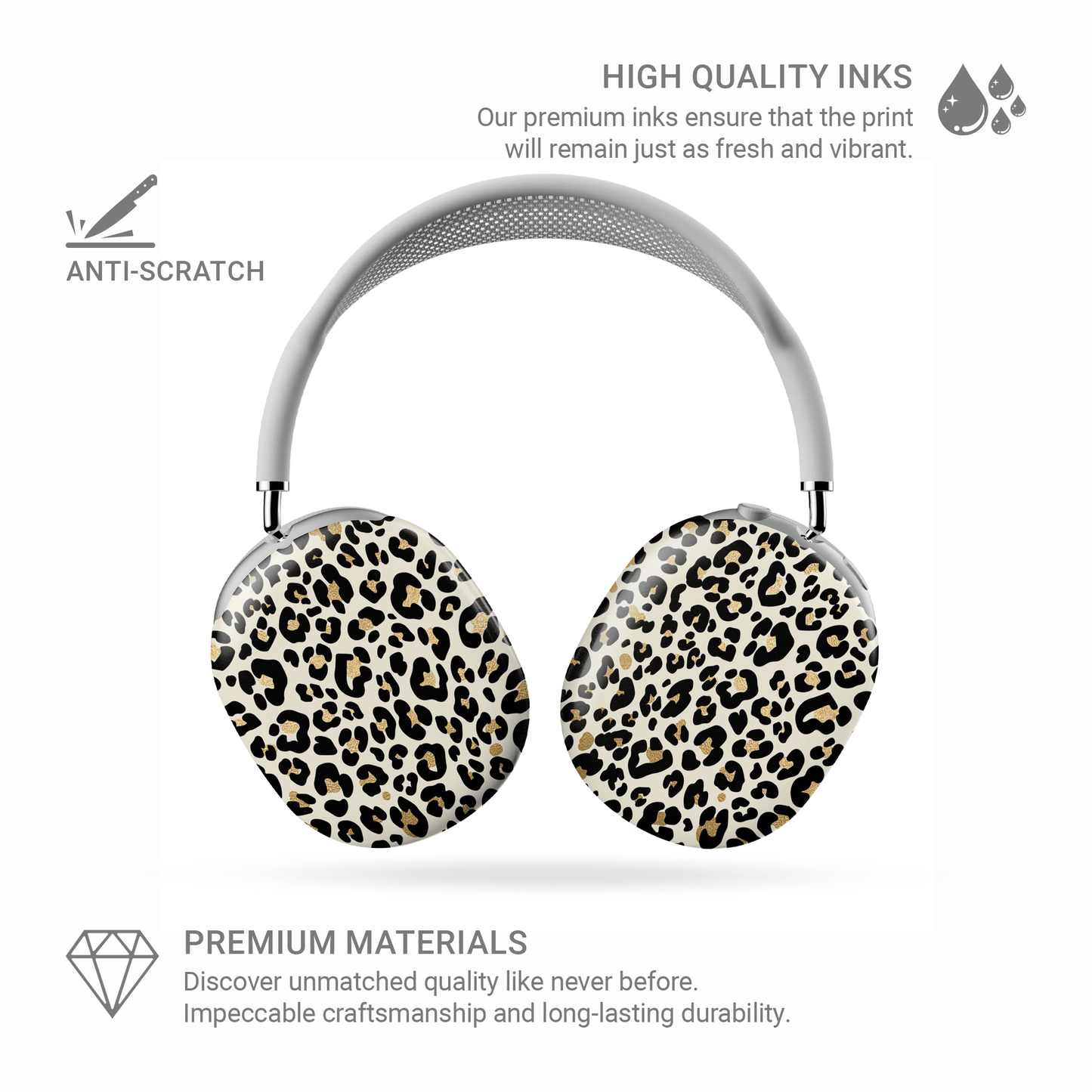 Case and Charm | Golden Prowl Leopard Print Protective Apple AirPods Max Case - Tech Accessories