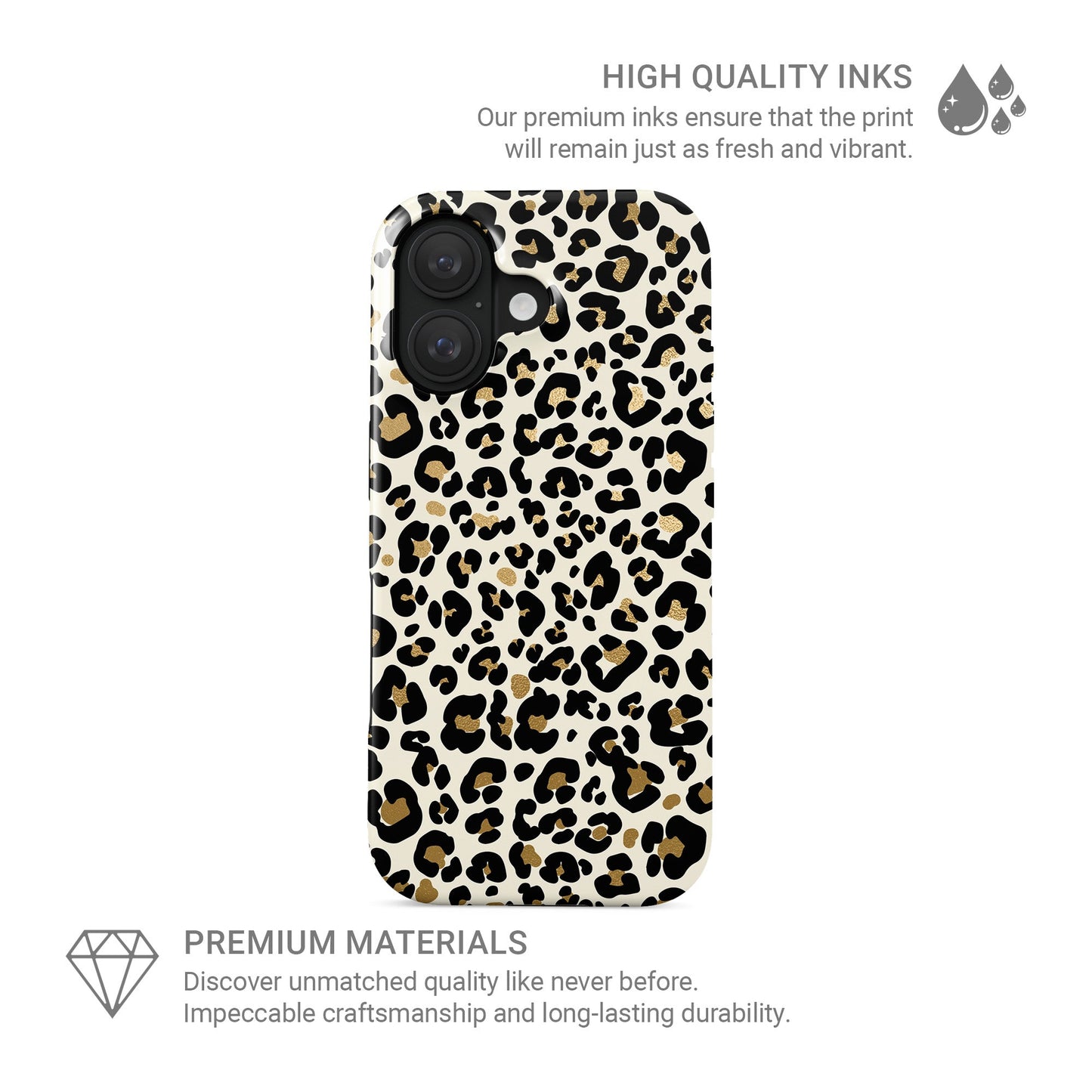 Leopard print tough protective phone case for iPhone, Samsung and Pixel