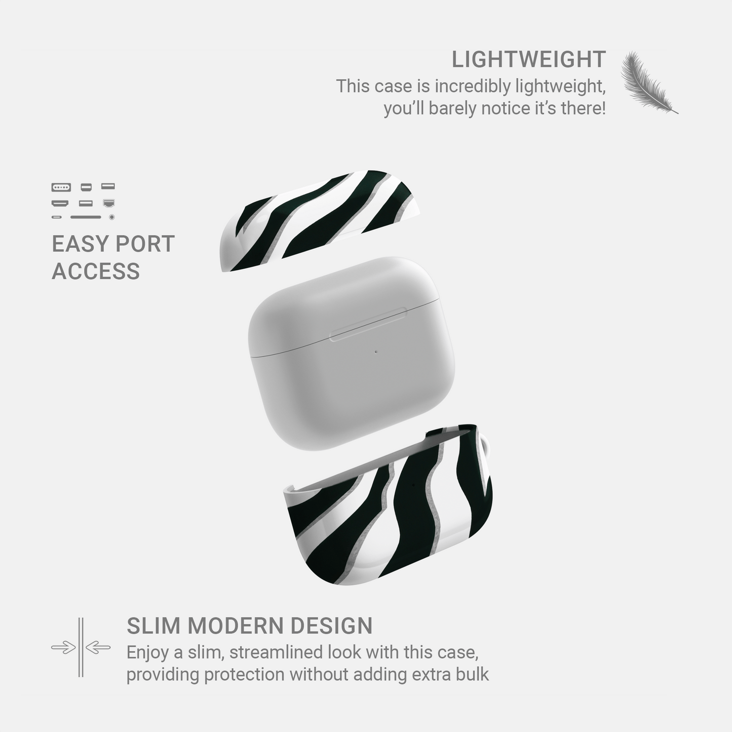 Case and Charm | Zebra Print Nocturnal Stride Protective Apple Case - Tech Accessories