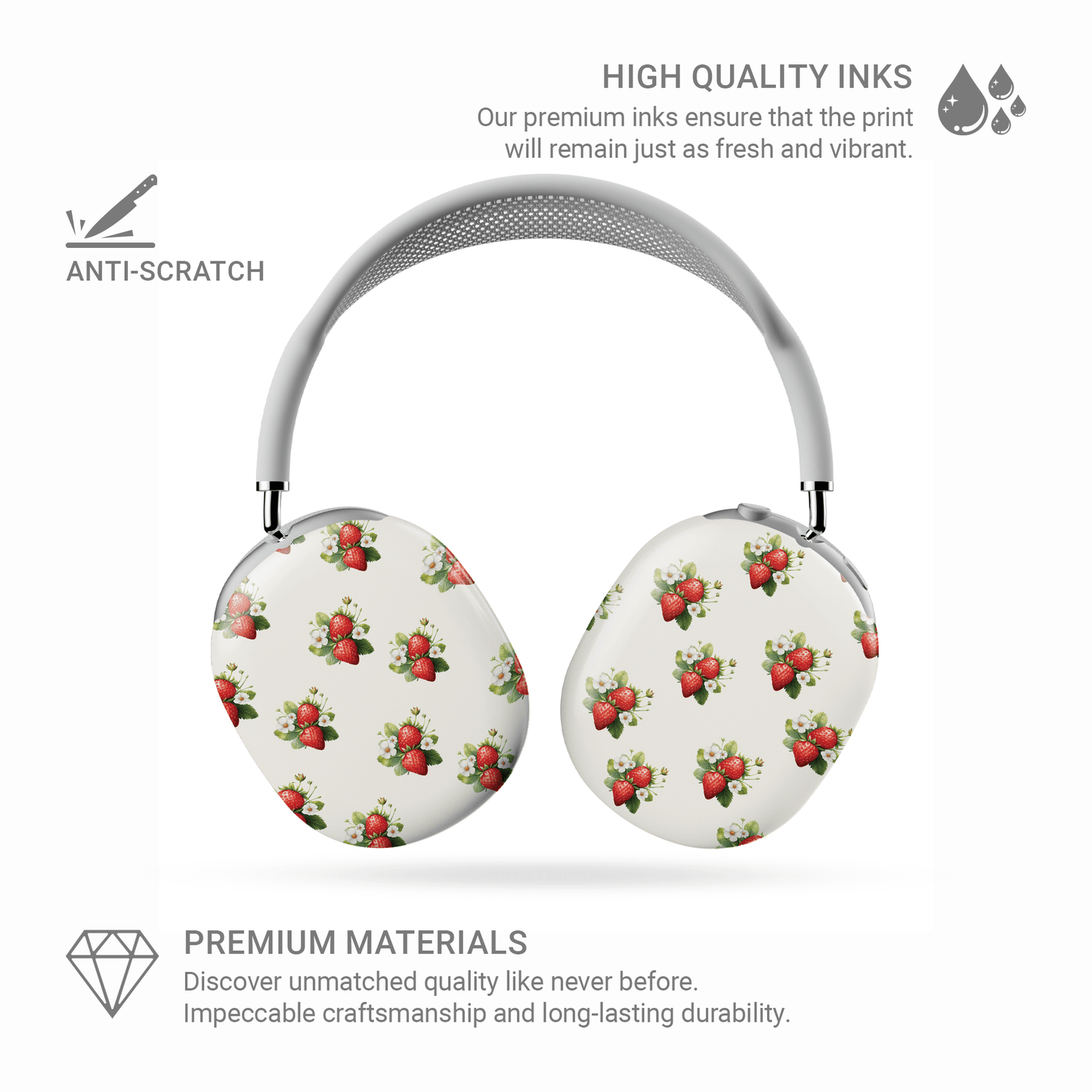 Case and Charm Strawberry Bliss | Protective Apple AirPods Max Tough Case - Case & Charm