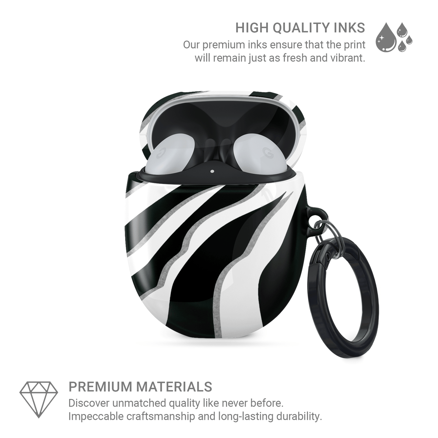 Case and Charm | Zebra Print Nocturnal Stride Protective Samsung Buds Tough Case - Tech Accessories