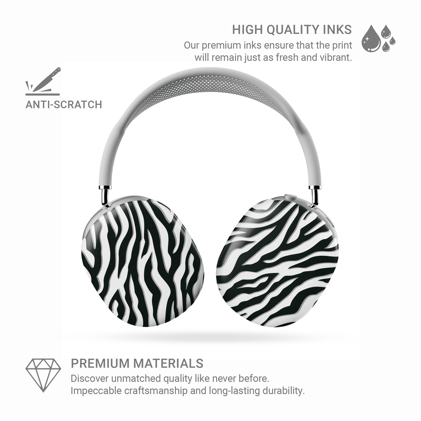 Case and Charm | Zebra Print Nocturnal Stride Protective Apple AirPods Max Case - Tech Accessories