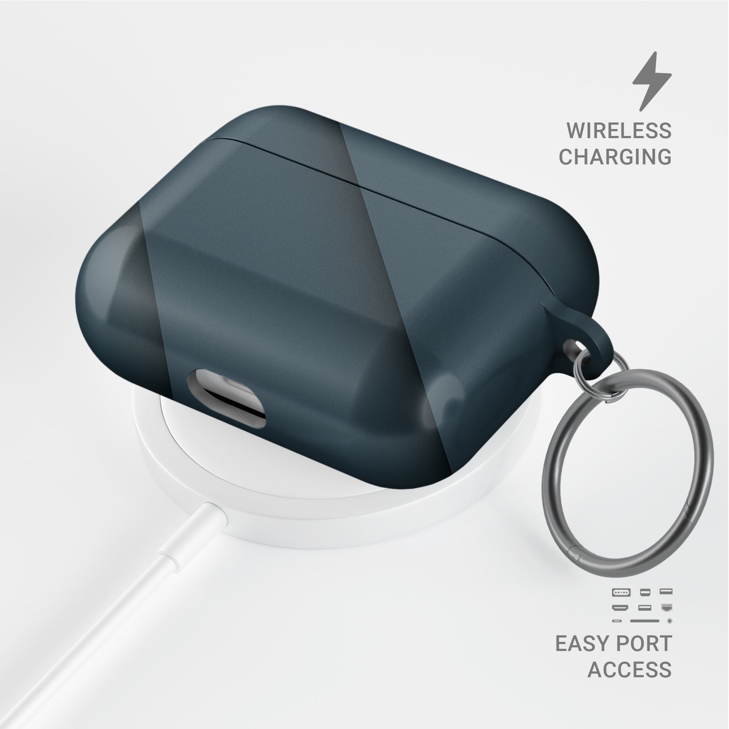 Shadowline Panels AirPods tough case with deep blue layered panel design and glossy finish