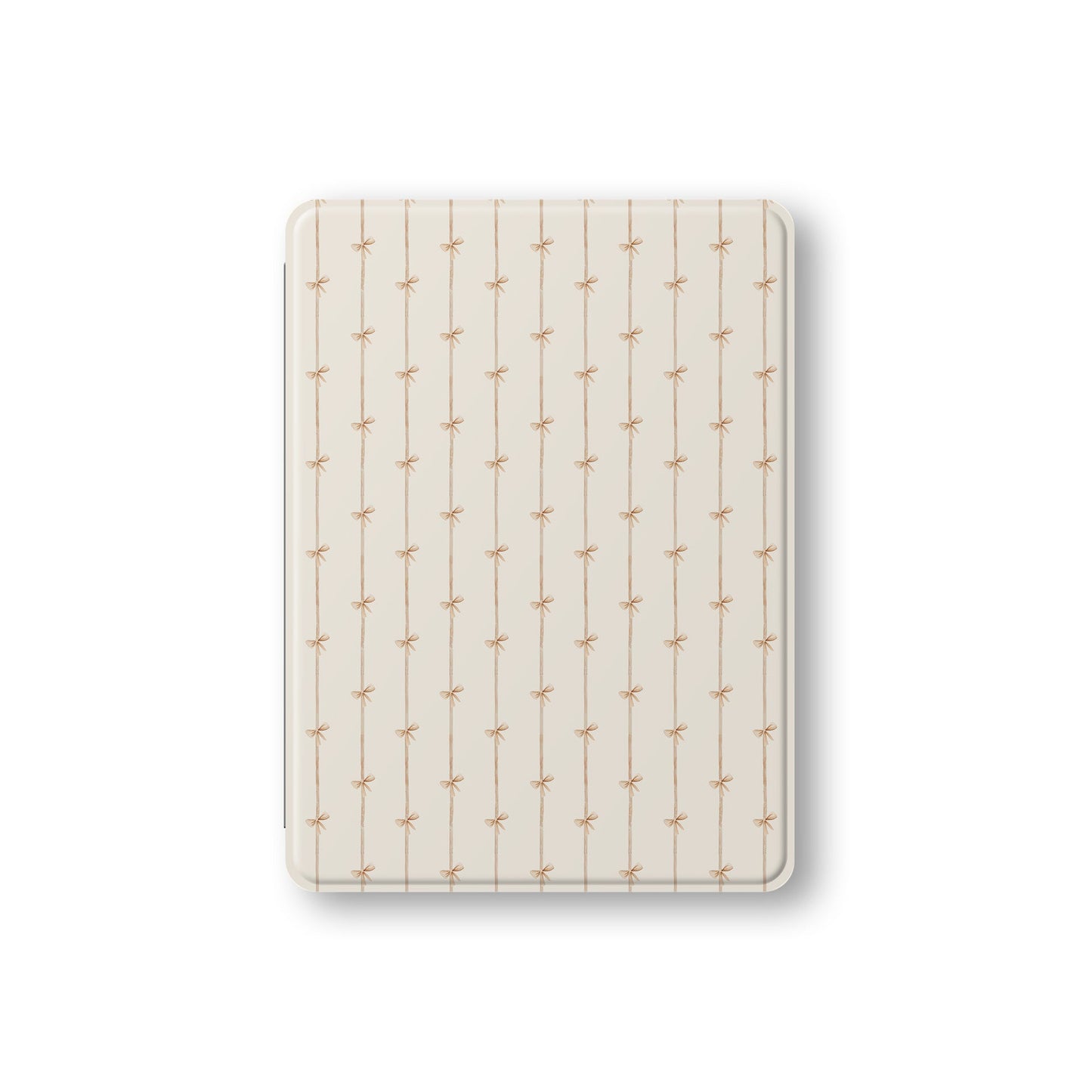 Durable iPad case with chic ribbon bow artwork and pencil holder slot