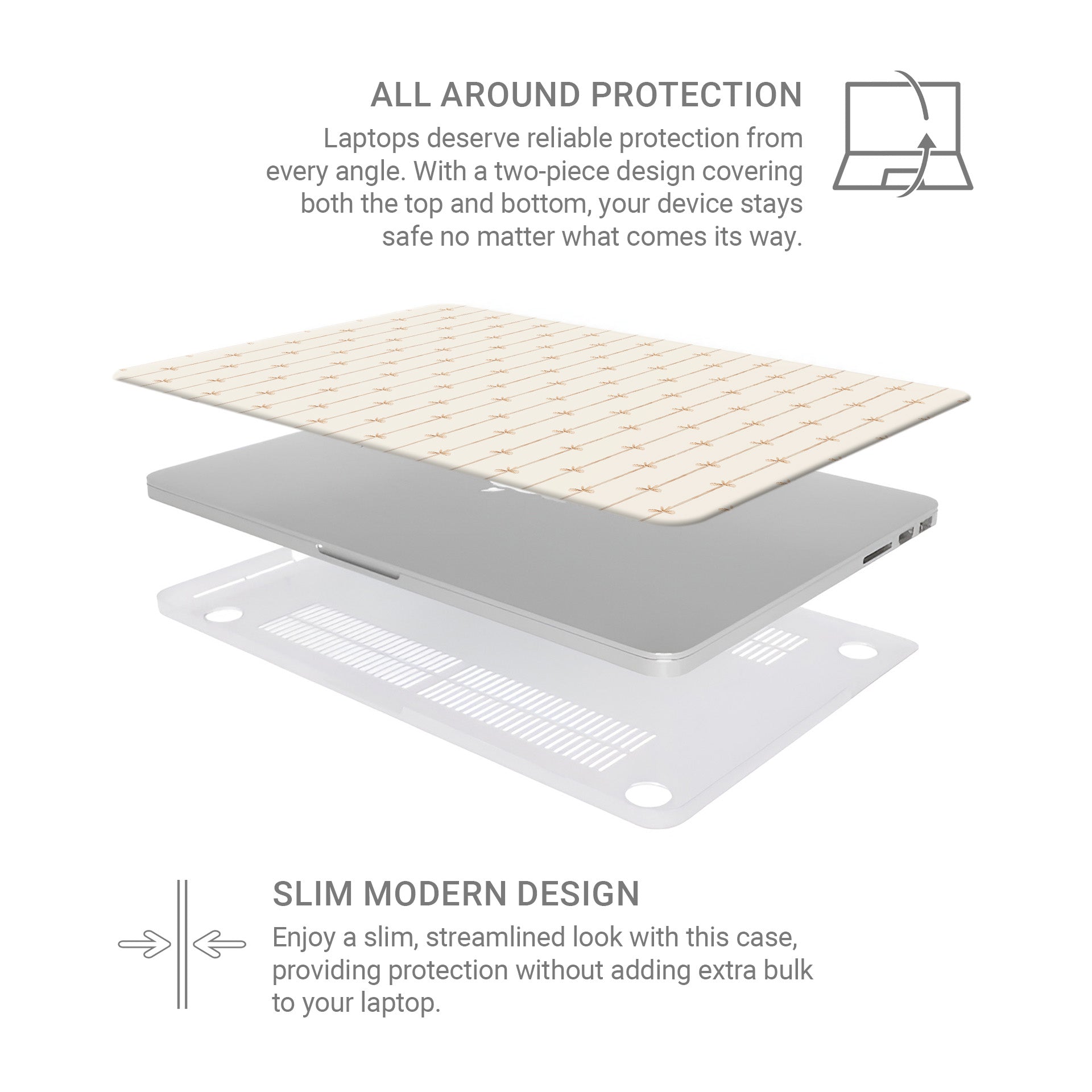 Bow pattern MacBook Air and MacBook Pro hard shell case