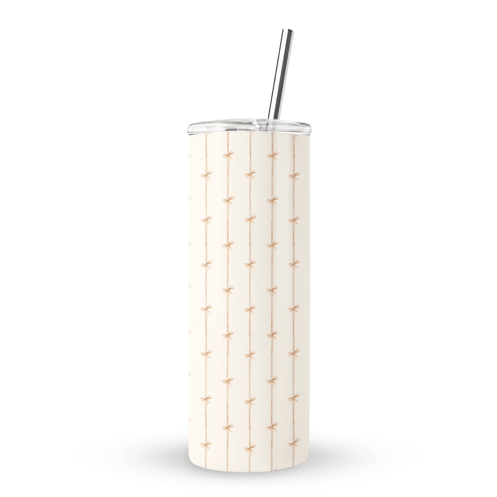 Stylish bow print tumbler perfect for coffee or iced drinks