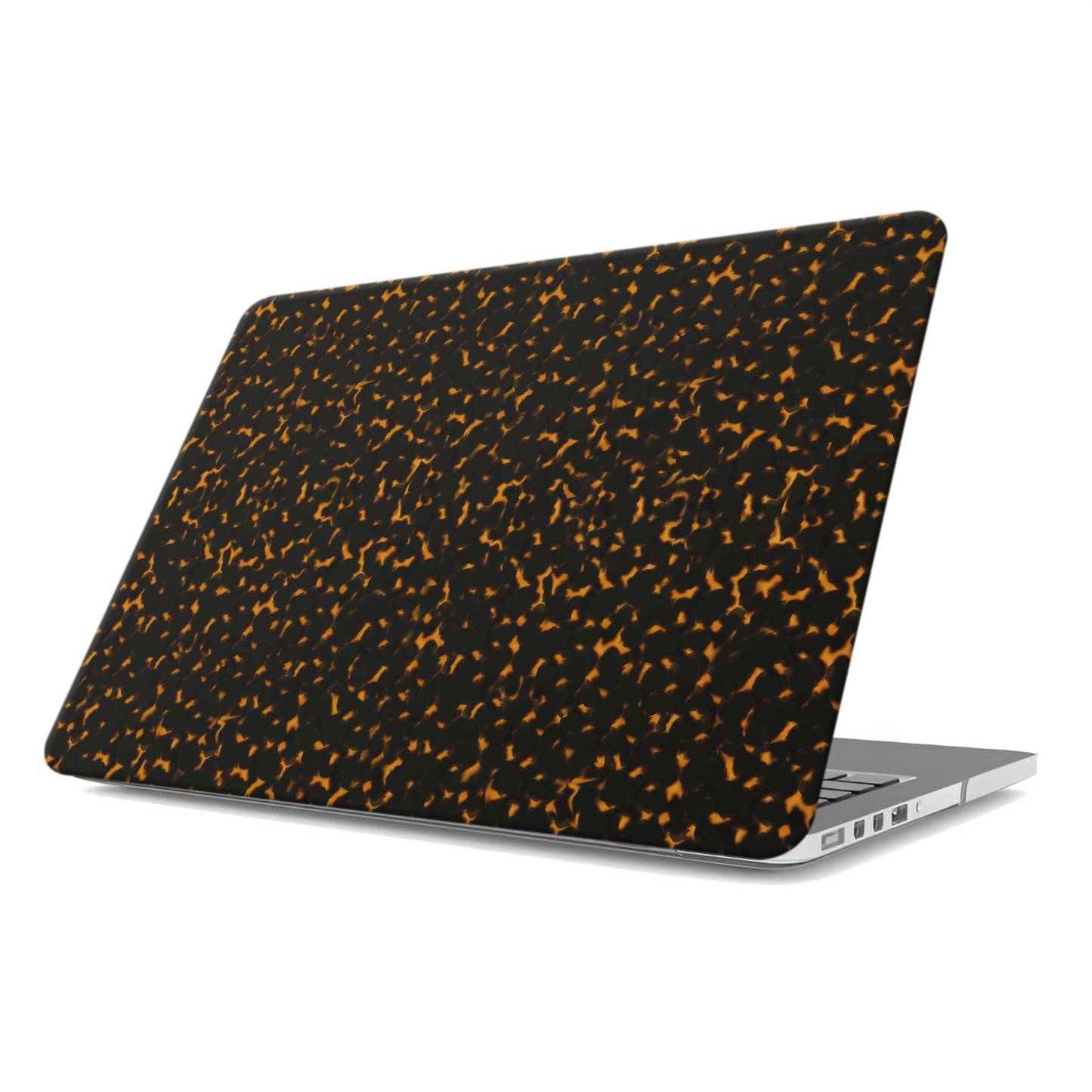 Amber Eclipse MacBook Case in matte tortoiseshell brown design – slim protective laptop cover from Case & Charm.