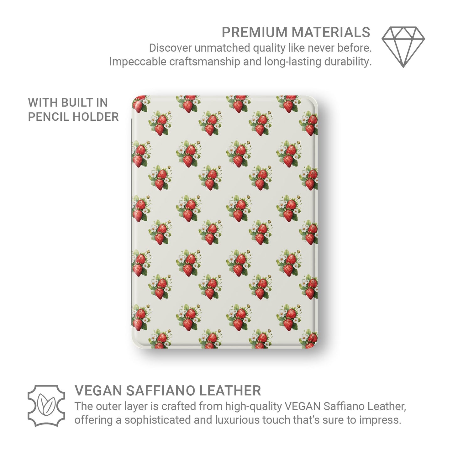 Case and Charm Strawberry Bliss | Protective Apple iPad Case - Tech Accessories