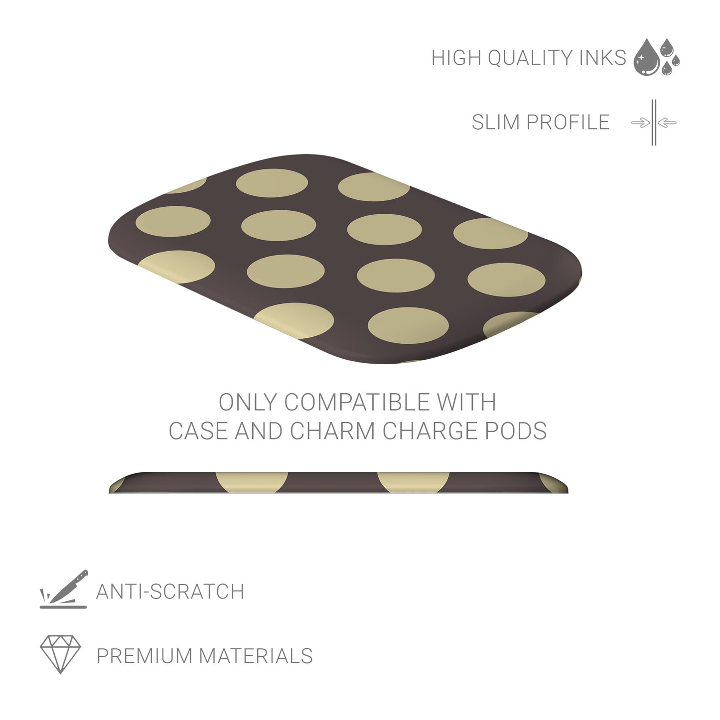 Vanilla Truffle Power Bank Shell featuring oversized creamy vanilla polka dots on a rich cocoa-brown background.