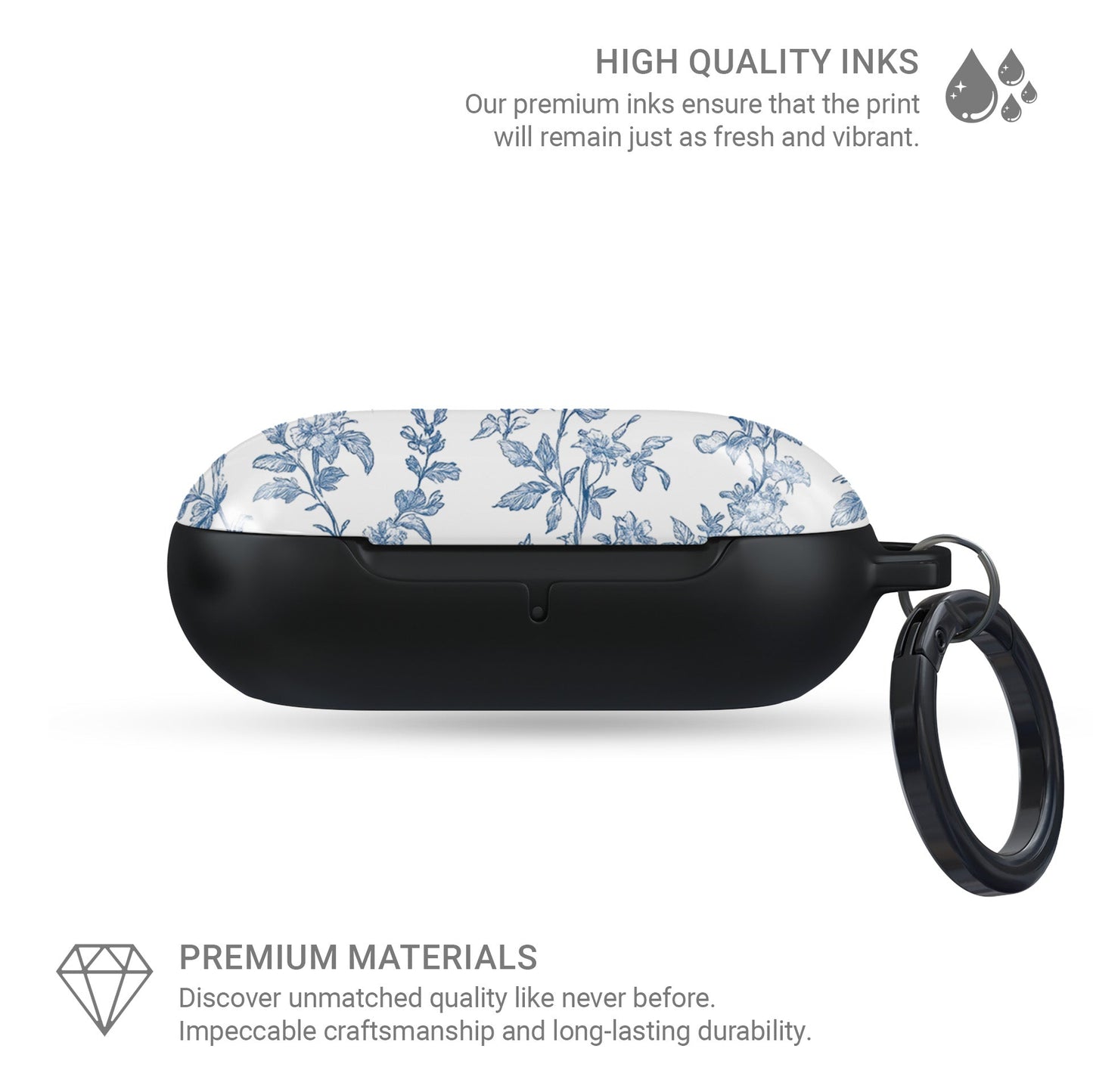Butterfly Ballet Samsung Buds case – blue floral and butterfly protective cover