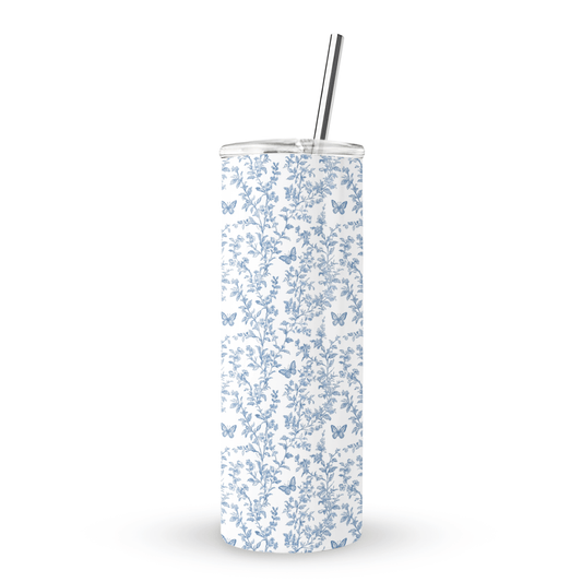 Stylish stainless steel travel tumbler – butterfly floral hot and cold cup