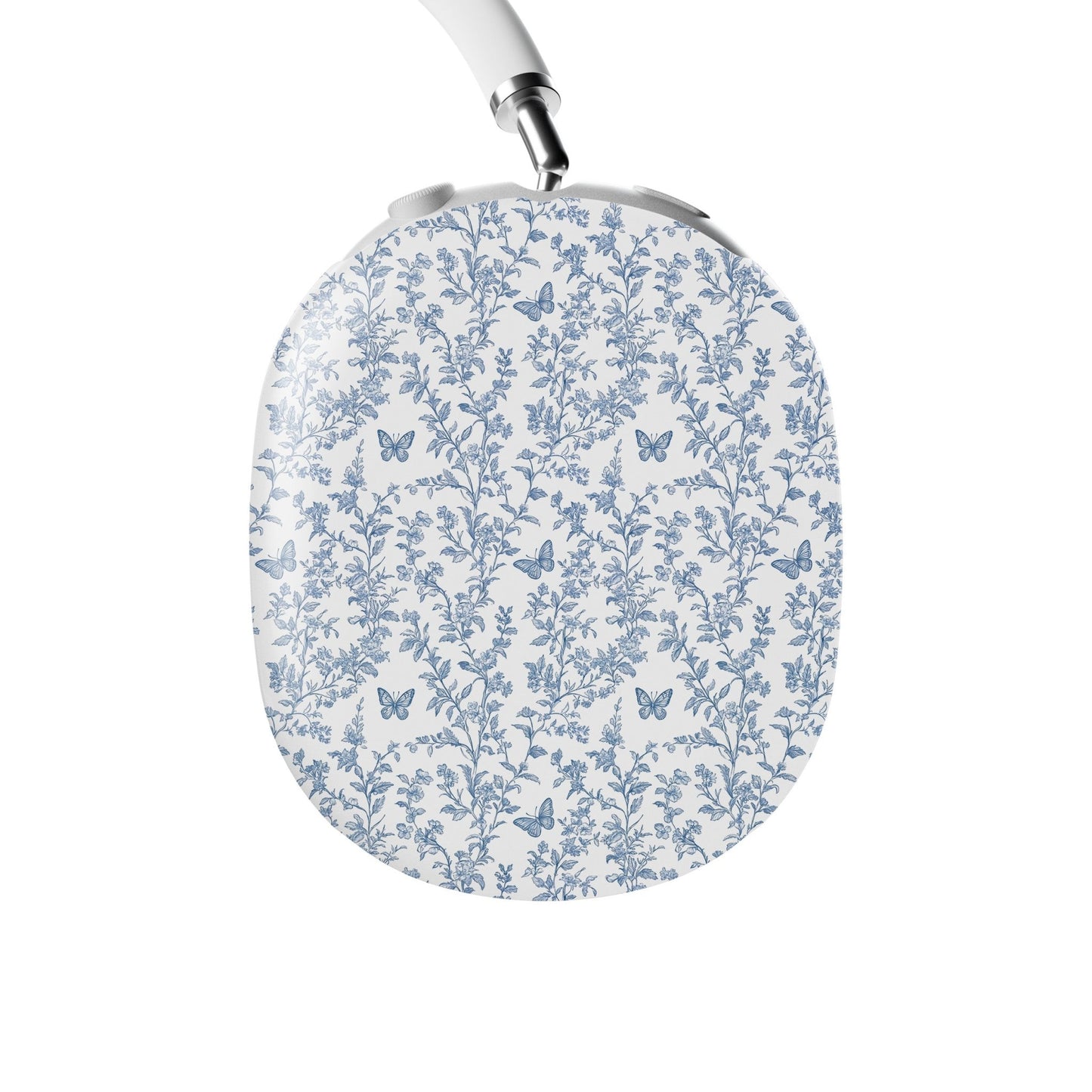 Butterfly Ballet AirPods Max Tough Case with vintage blue floral and butterfly print, slim glossy finish, and scratch-resistant hard shell design.