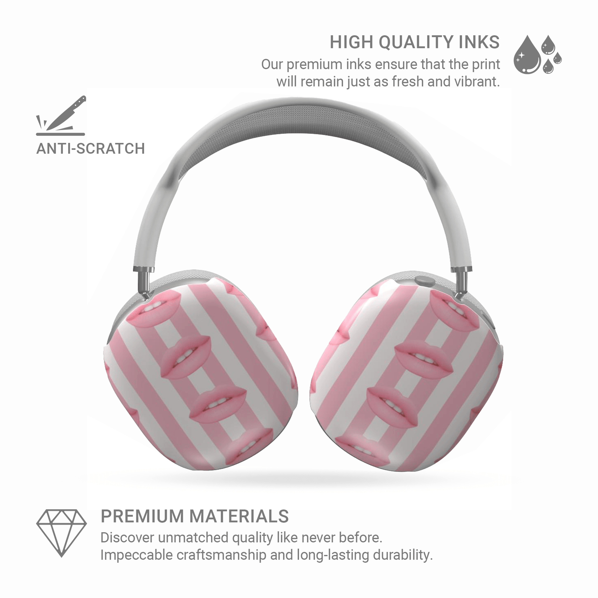 Case & Charm Candy Kiss AirPods Max Case – playful pastel pink lips design stylish protective case for Apple AirPods Max