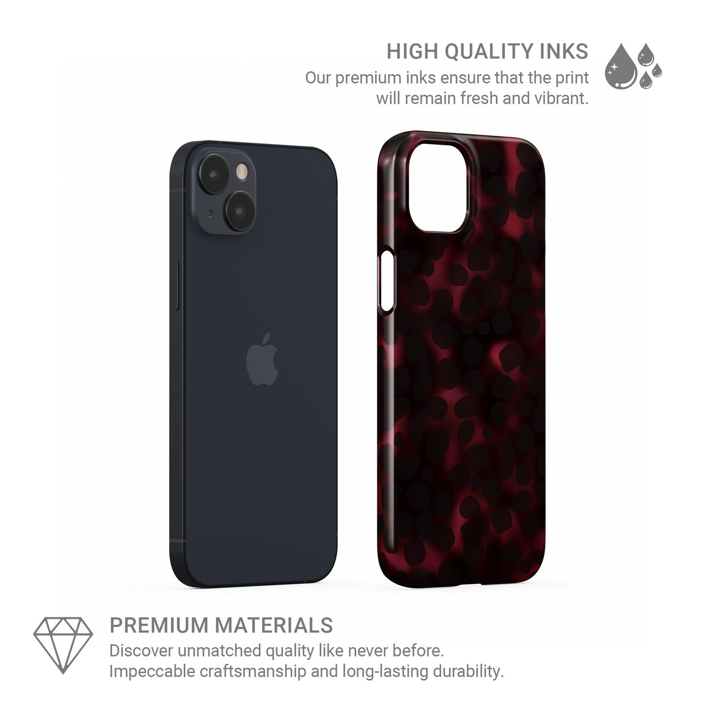 Crimson Ember slim snap case for iPhone, Samsung, and Google Pixel – fiery glossy animal print pattern