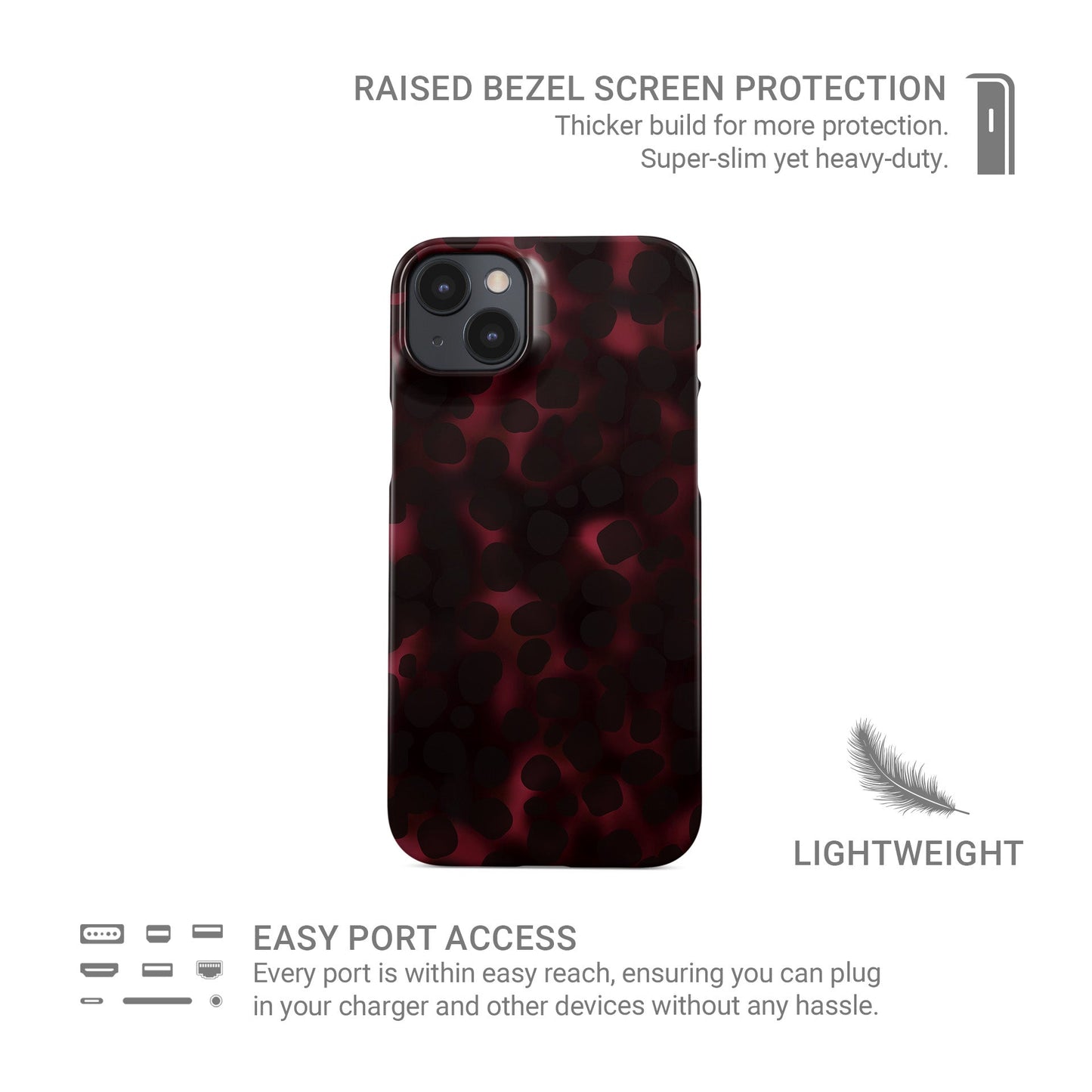 Crimson Ember Snap Phone Case in glossy red and black ember design – Ink and Ember Collection by Case & Charm