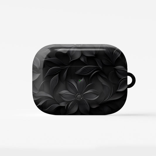 Dark Flora AirPods Tough Case with black floral gothic print and glossy impact-resistant shell.