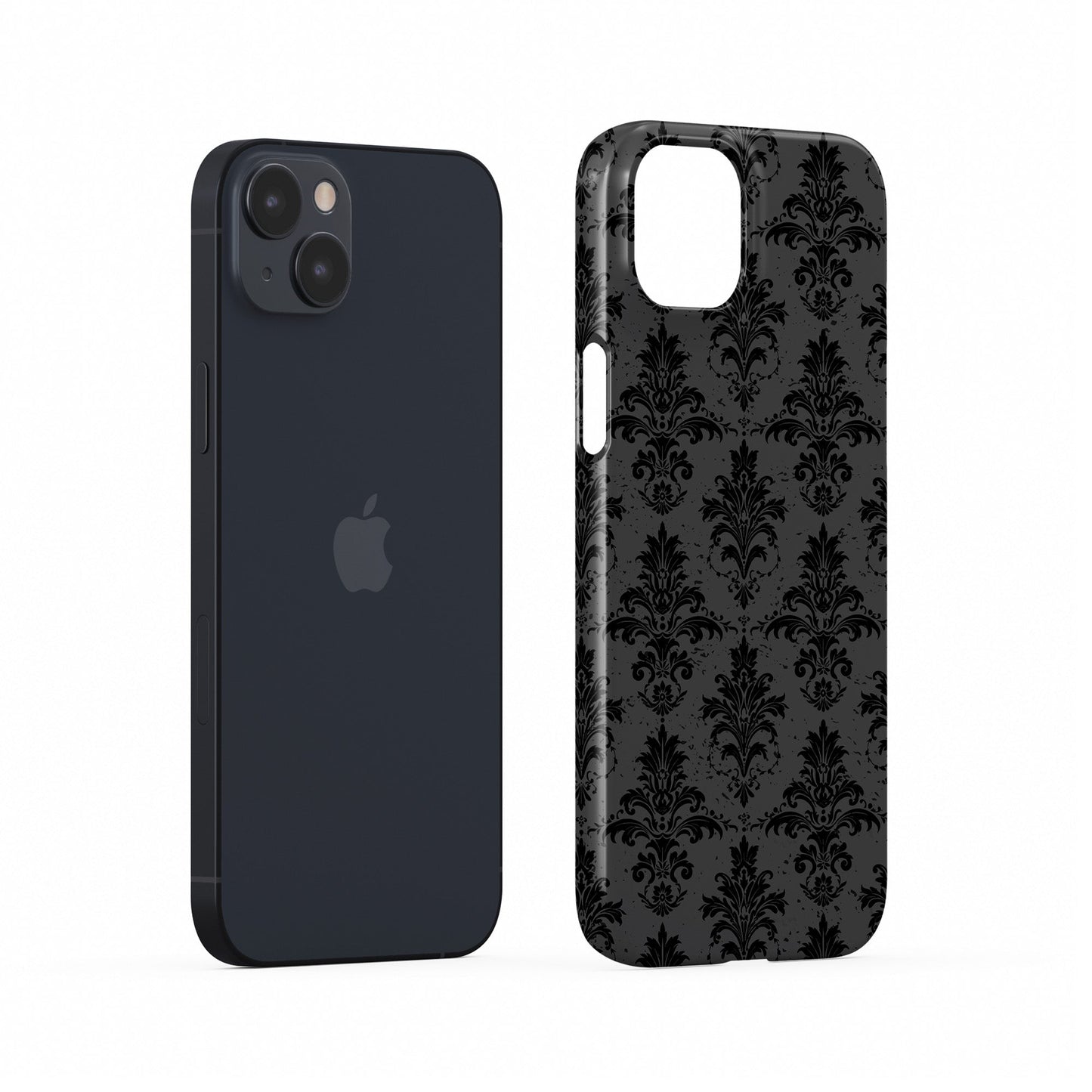 Black and grey vintage glossy baroque damask snap phone case-slim Halloween gothic design