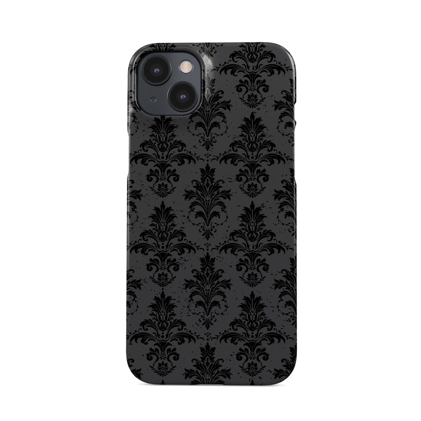 Black and grey vintage glossy baroque damask snap phone case-slim Halloween gothic design