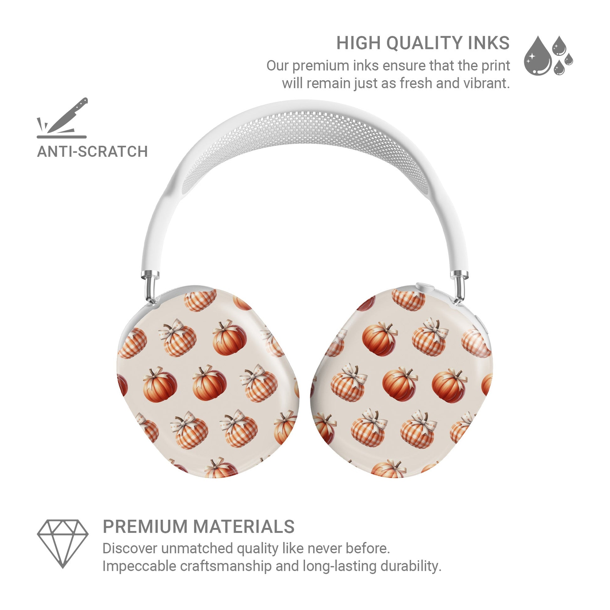 Protective AirPods Max cover in playful autumn pumpkin design