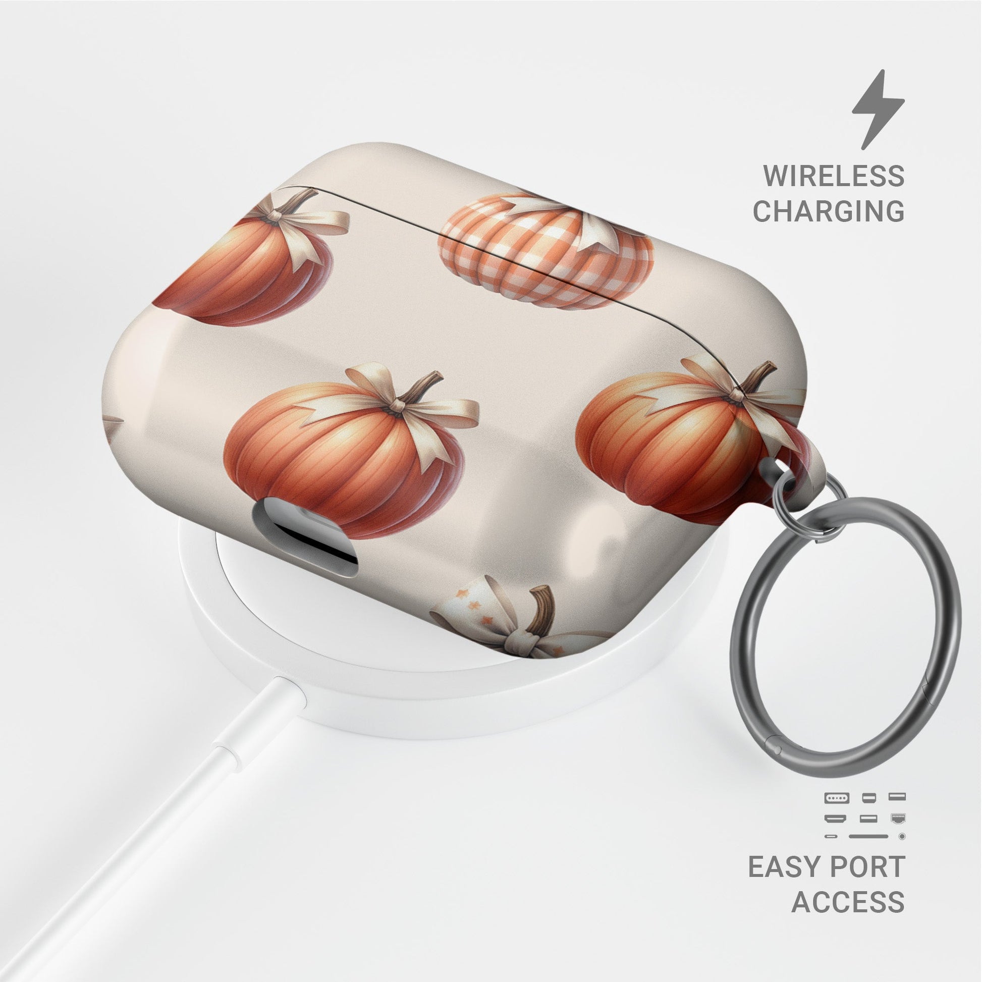 Protective autumn AirPods Pro case with chic pumpkin design