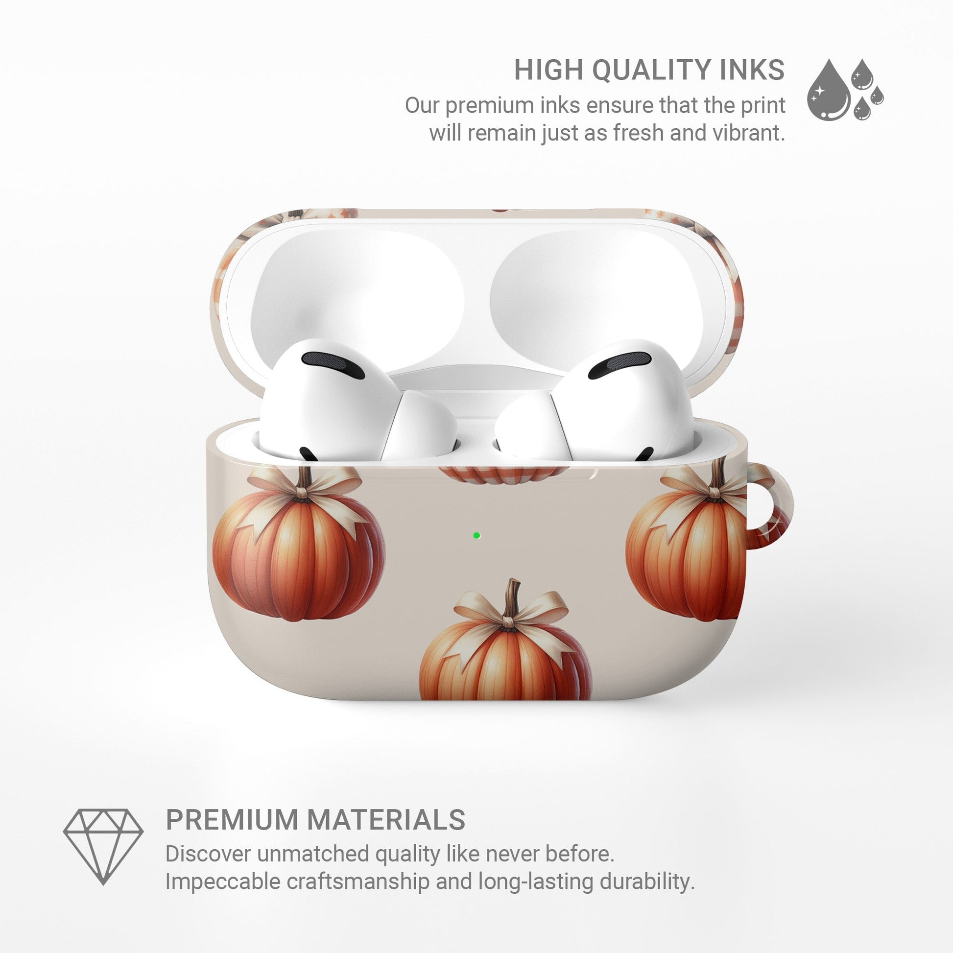 Protective autumn AirPods Pro case with chic pumpkin design
