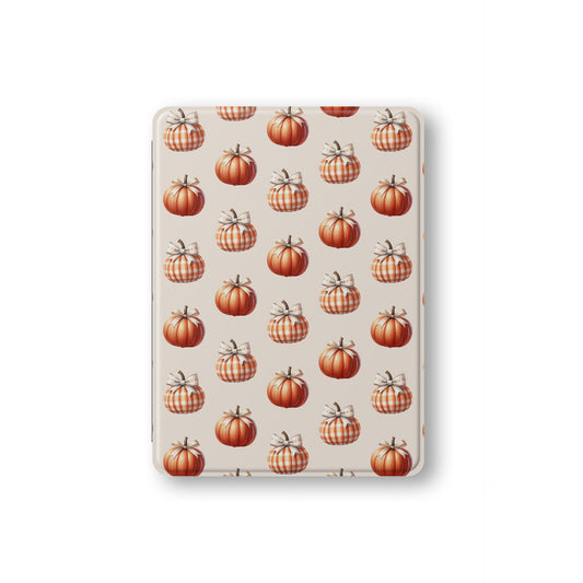Dressed to Impress iPad Case with pumpkins and gingham bows plus Apple Pencil holder