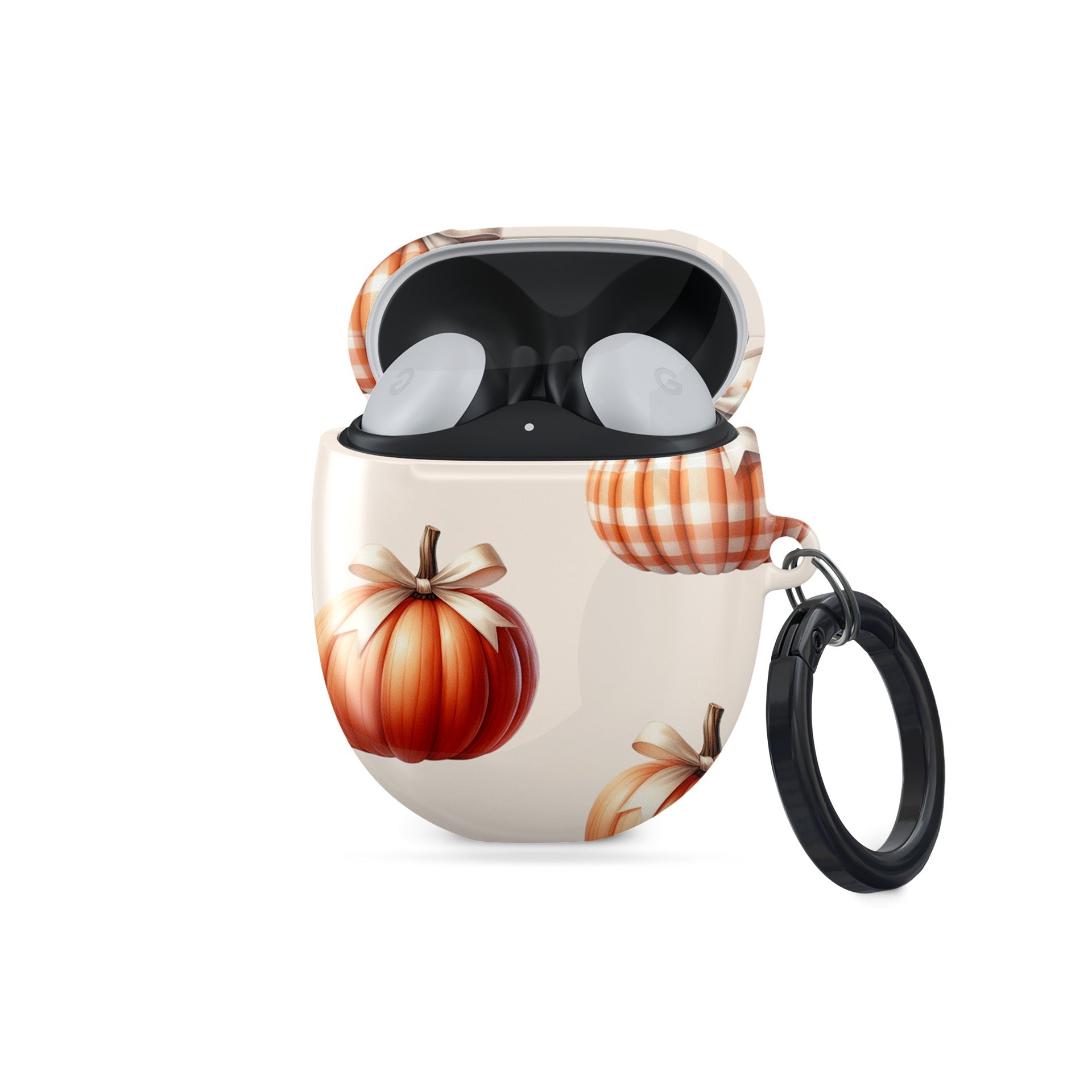 Protective Pixel Buds Pro case with festive autumn pumpkin pattern