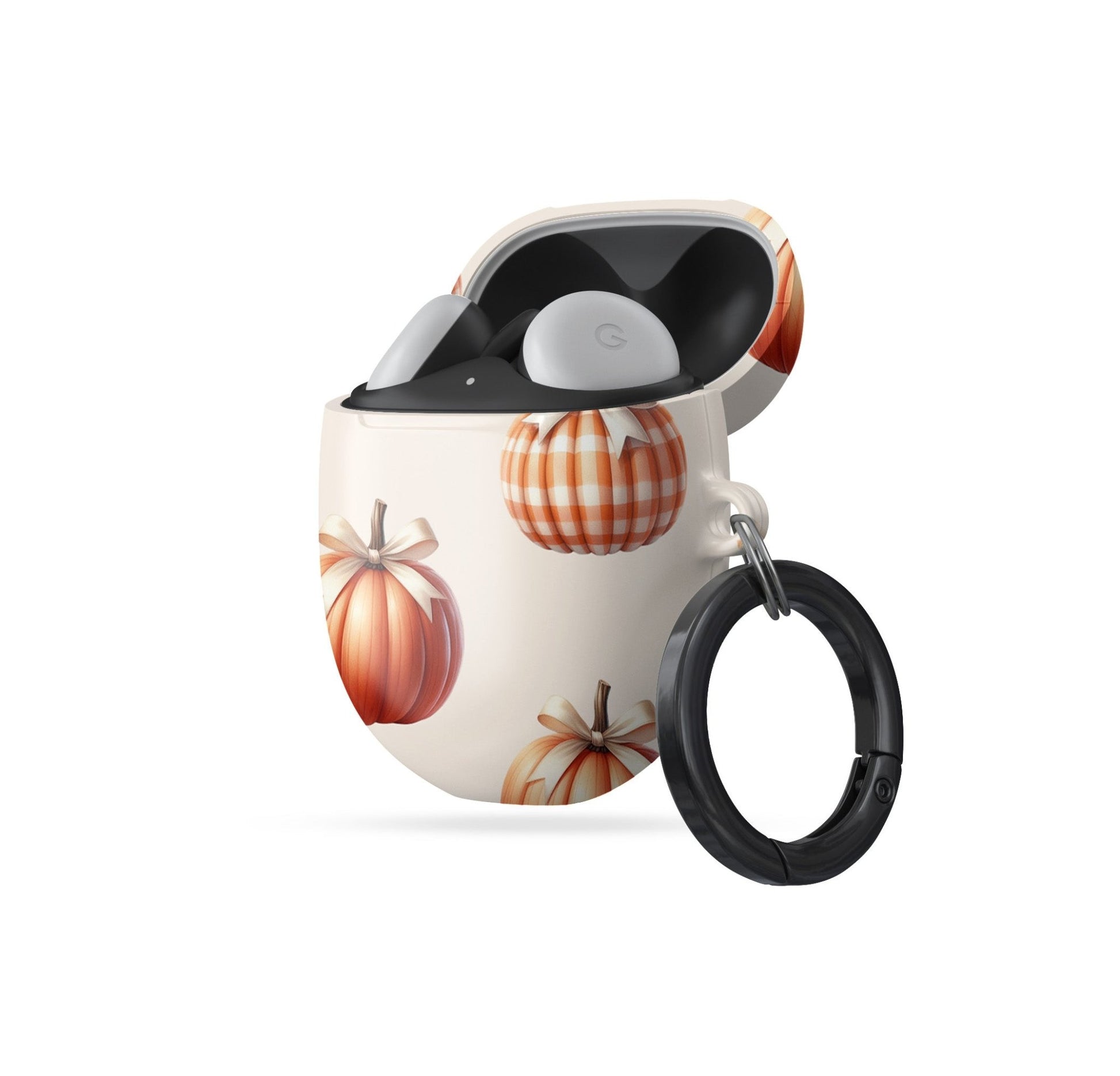 Protective Pixel Buds Pro case with festive autumn pumpkin pattern