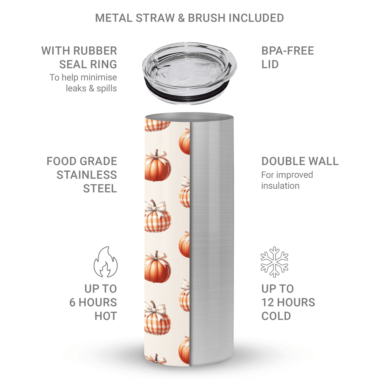 Autumn-themed stainless steel tumbler