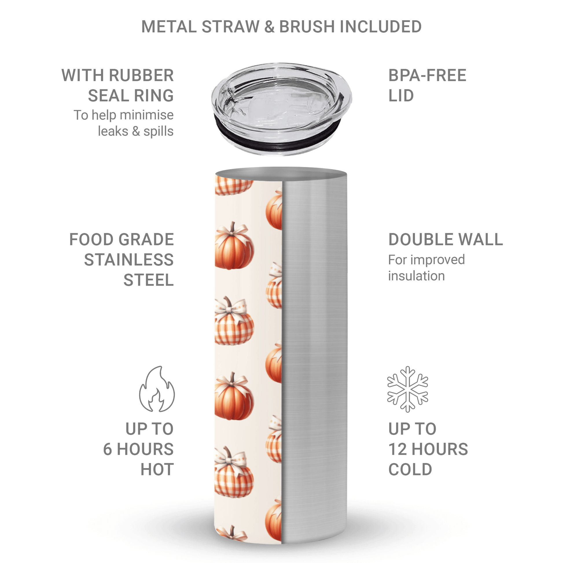 Autumn-themed stainless steel tumbler