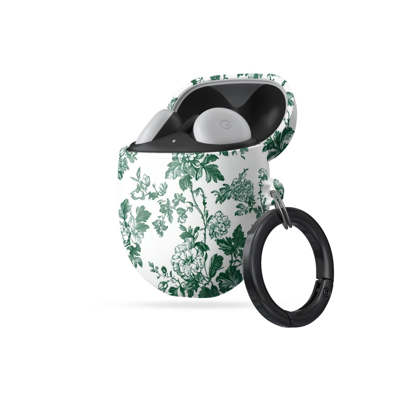 Google Pixel Buds Pro case with Emerald Enchantment design – deep green floral pattern, slim scratch-resistant cover for Pixel Buds Pro and Pixel Buds Pro 2