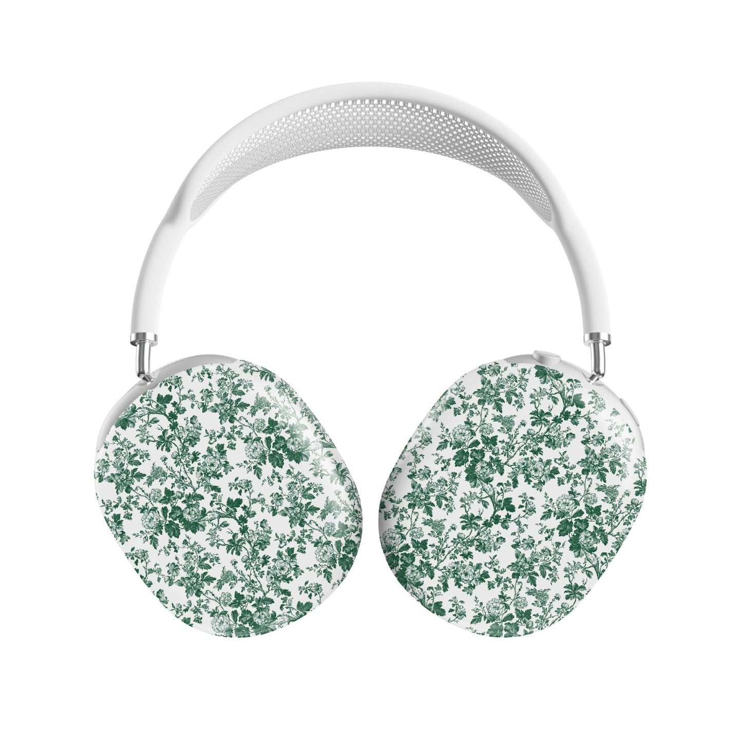 Emerald Enchantment AirPods Max Case – bold green vintage floral design with glossy finish, slim scratch-resistant protective cover for Apple AirPods Max headphones.