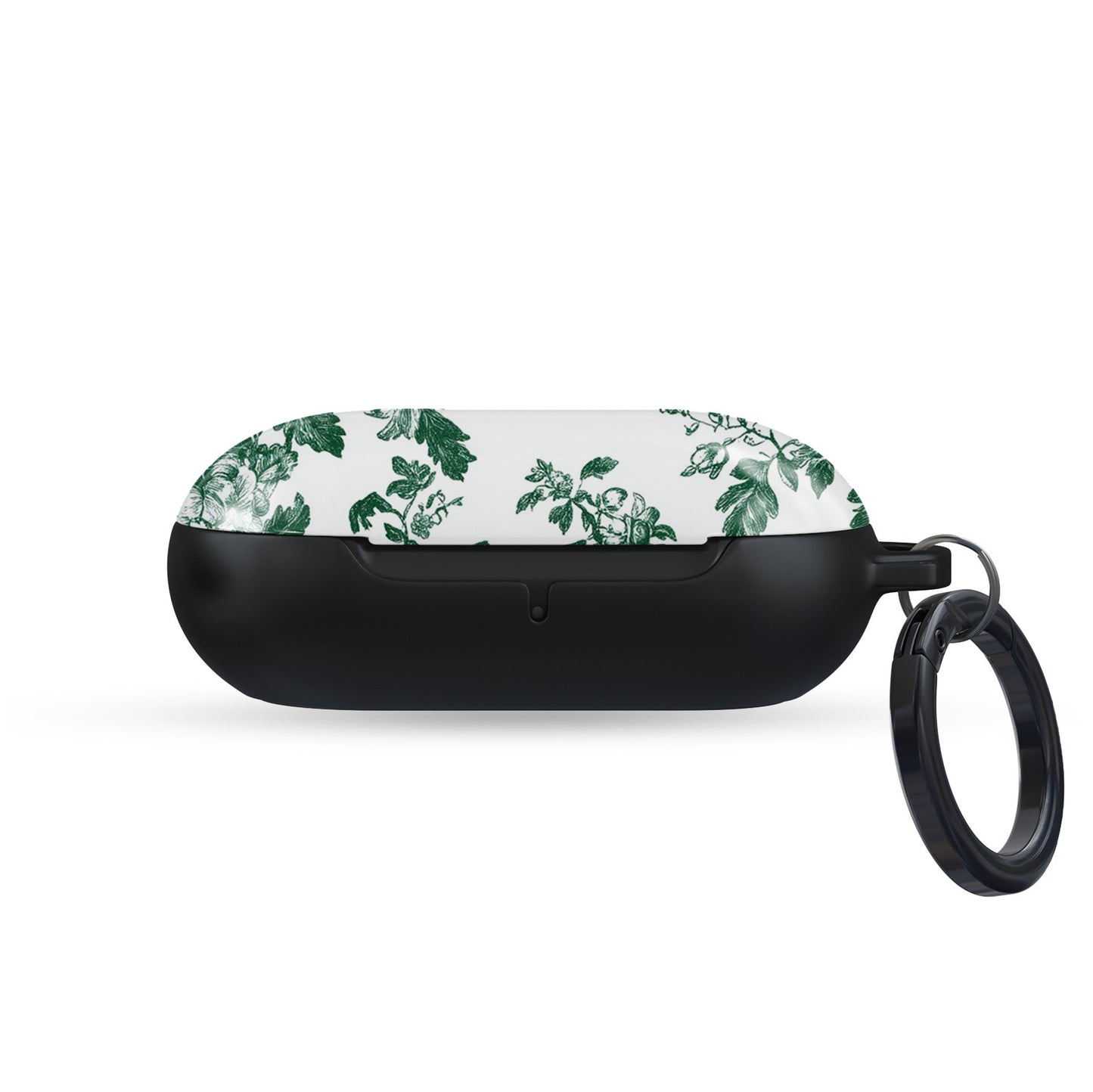 Slim floral Galaxy Buds case with botanical print in emerald green