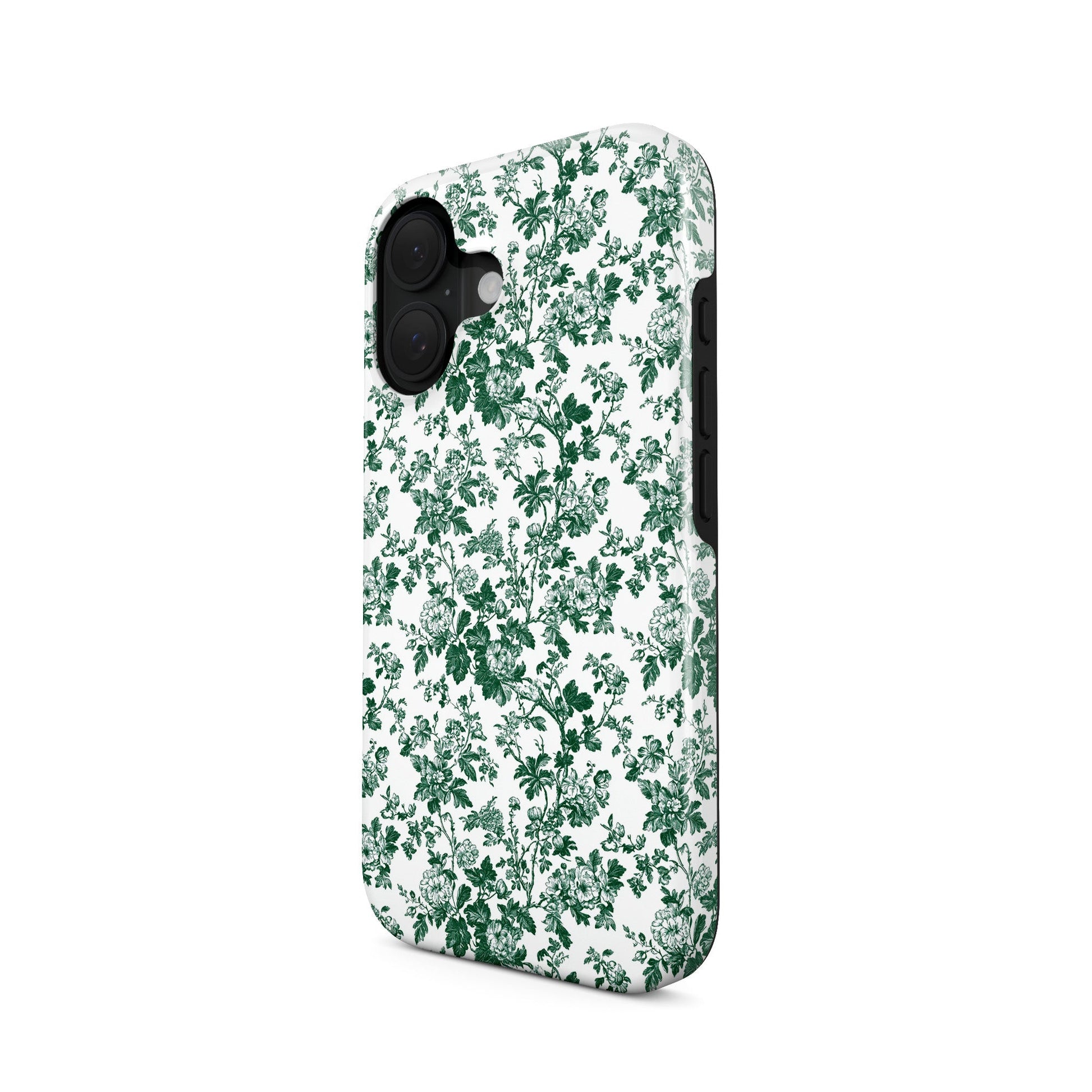 Designer MagSafe phone case – glossy emerald floral pattern for iPhone 8–17