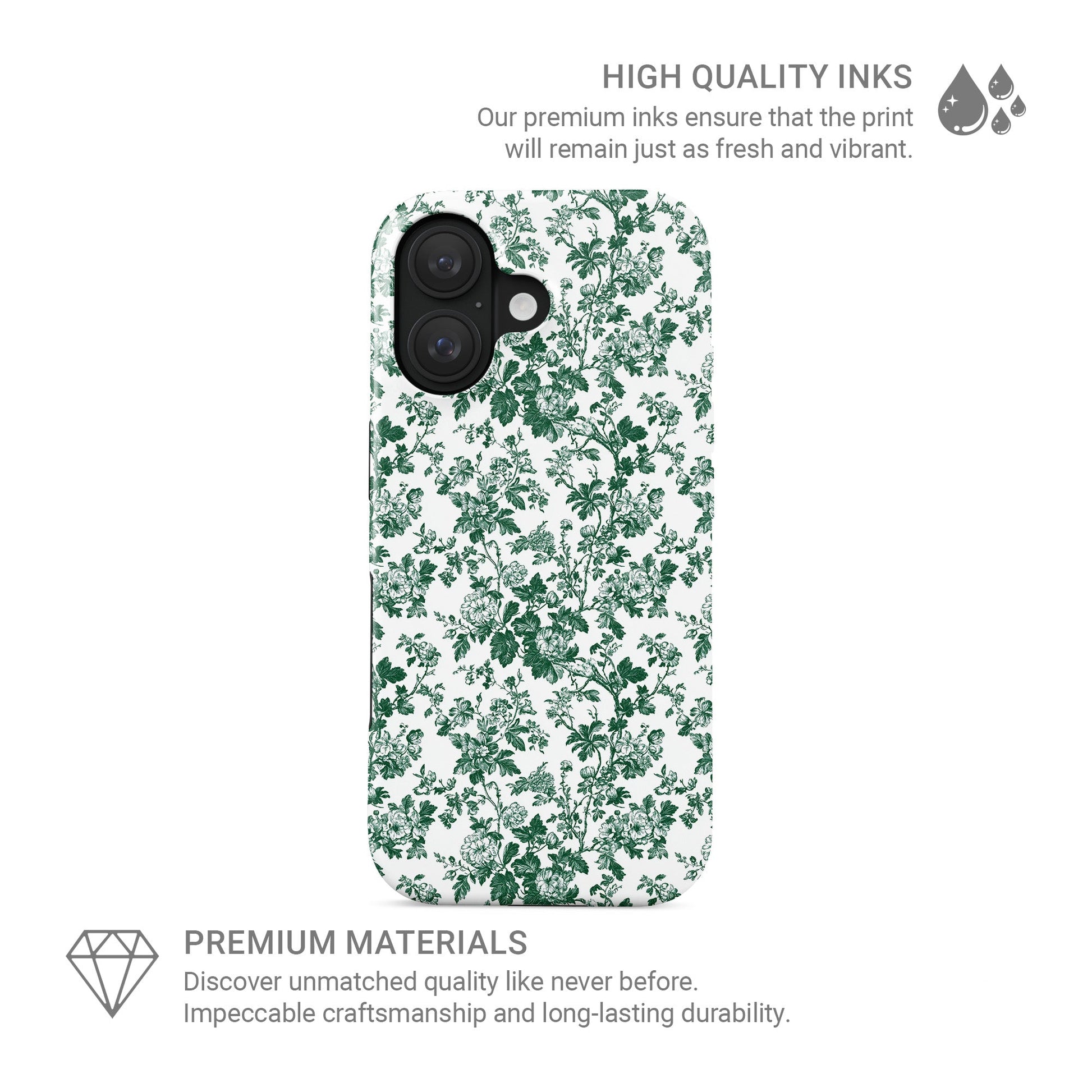 Emerald Enchantment Tough Phone Case – dual-layer emerald floral design for iPhone