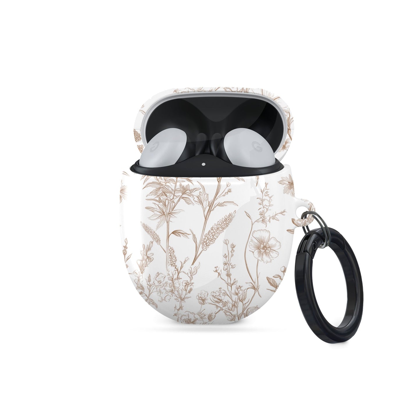 Google Pixel Buds Pro case with Faded Meadow design – vintage beige floral pattern, slim scratch-resistant cover for Pixel Buds Pro and Pixel Buds Pro 2