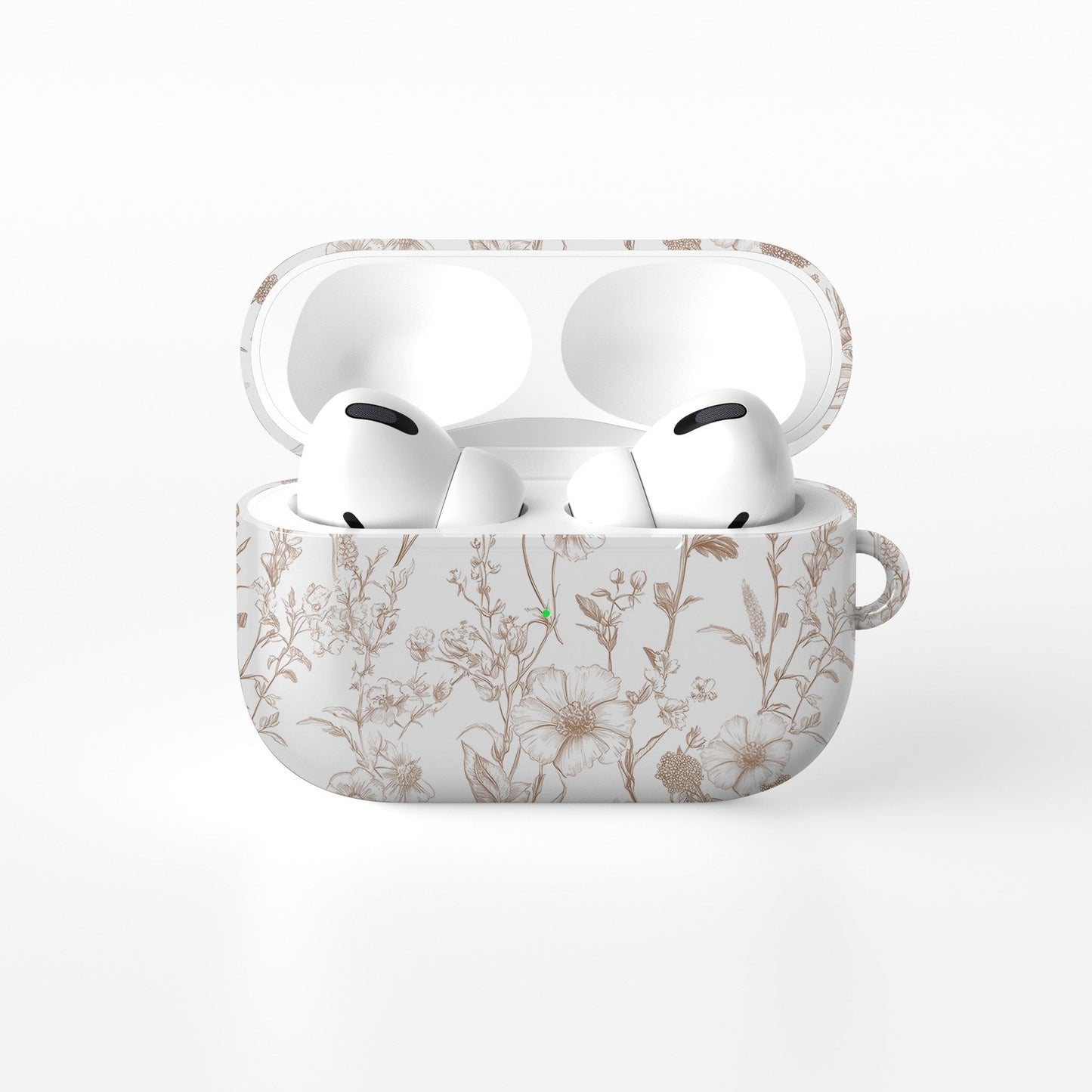 Faded Meadow AirPods Case – vintage beige floral design with glossy finish, slim scratch-resistant cover for Apple AirPods Pro, Pro 2, AirPods 3, and AirPods 2.