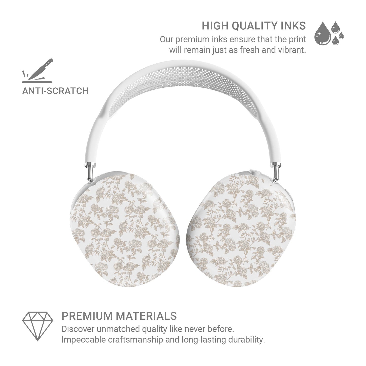 Garden Parlour AirPods Max Tough Case with vintage sepia floral pattern, slim glossy finish, and scratch-resistant protective design.