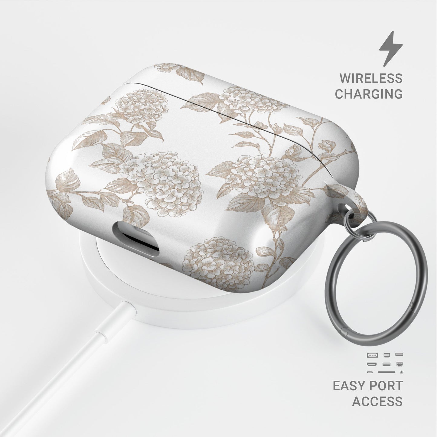 Garden Parlour AirPods Case – sepia vintage floral design with glossy finish, slim and scratch-resistant cover for Apple AirPods Pro and AirPods Pro 2
