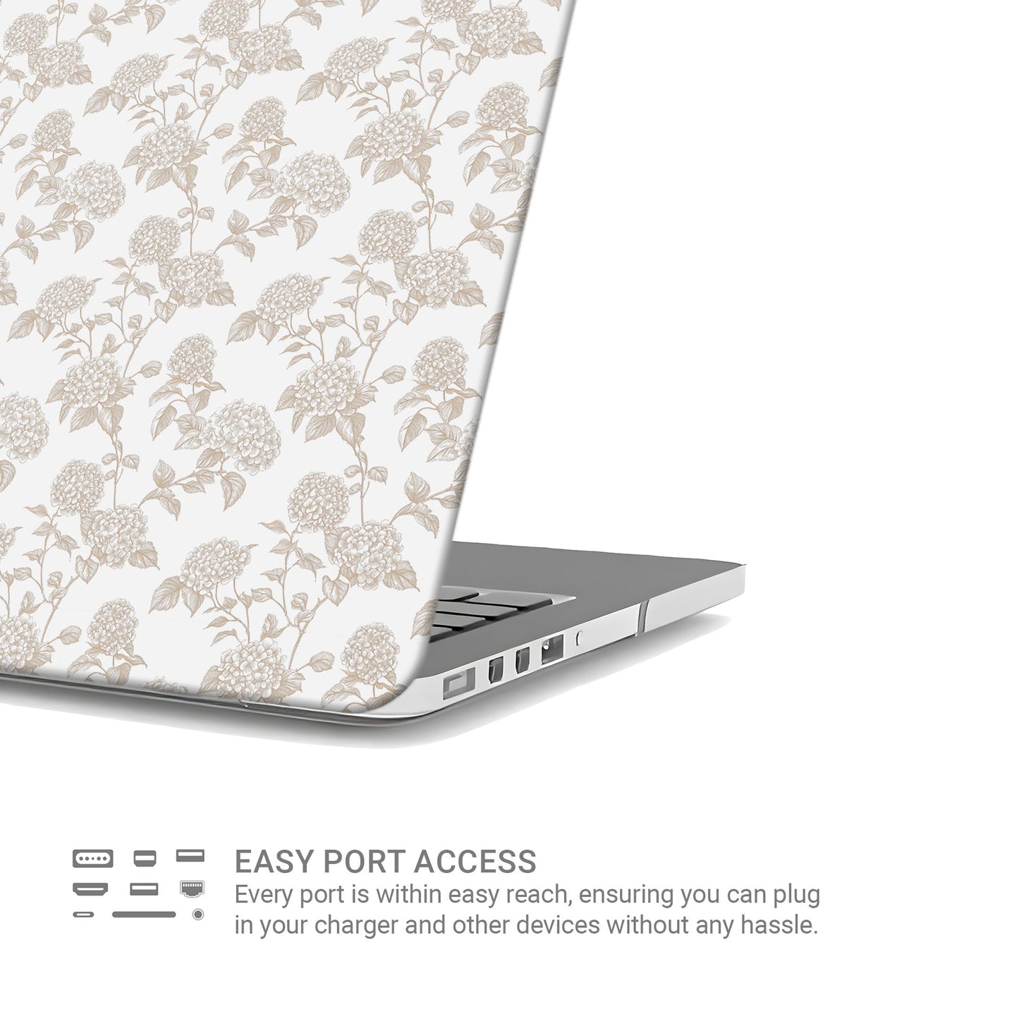 MacBook Case – slim sepia floral hard shell cover