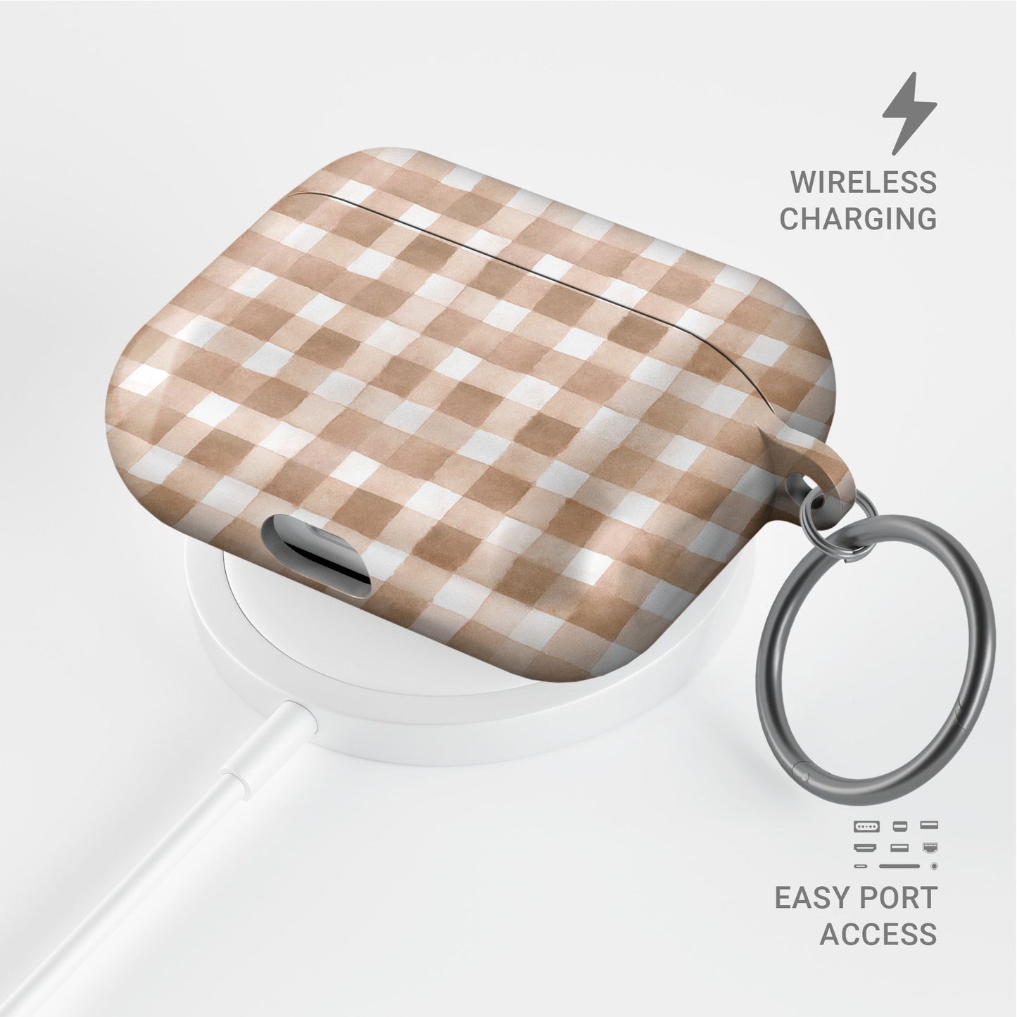 Shockproof fall AirPods case in rustic plaid design