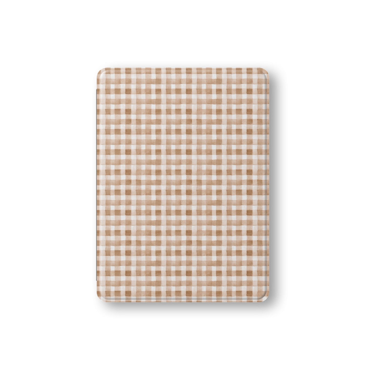 iPad Case with autumn checkered design and Apple Pencil holder