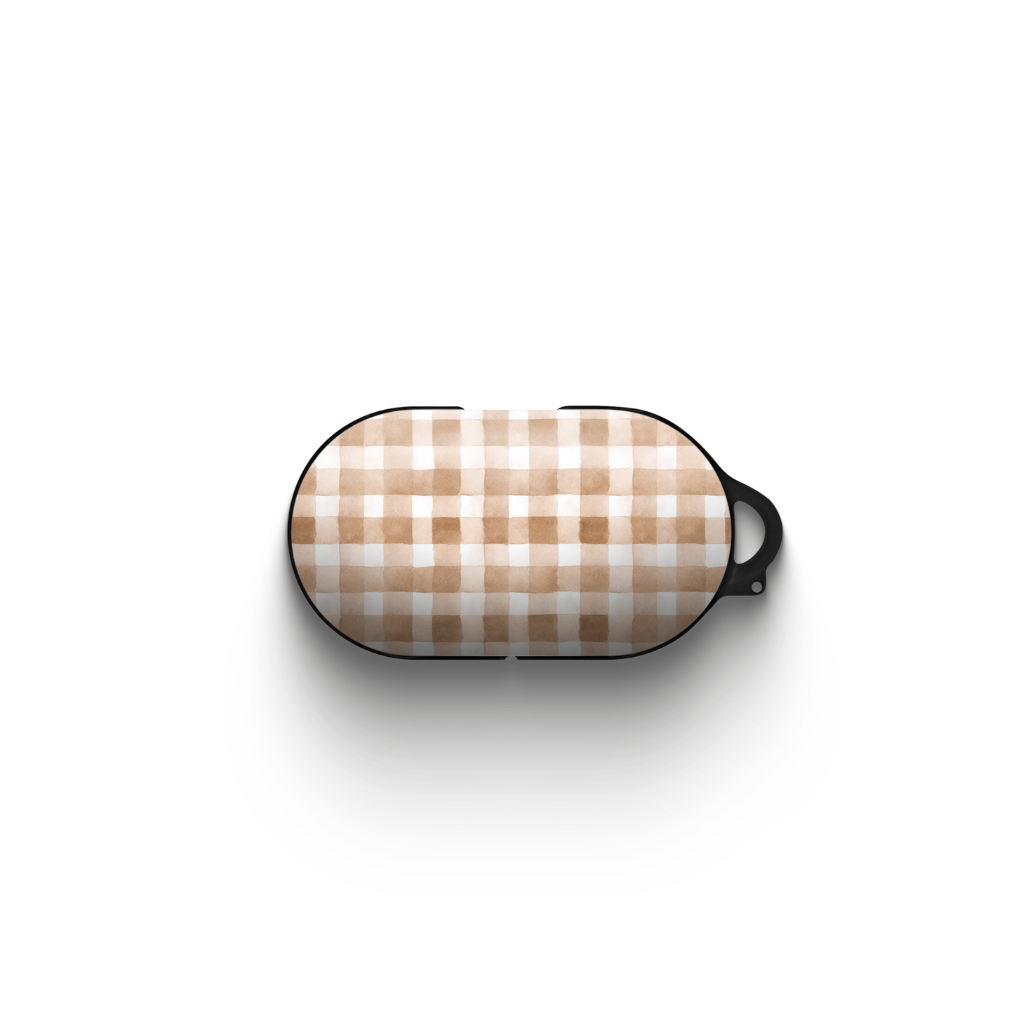 Samsung Buds tough case in beige gingham plaid design