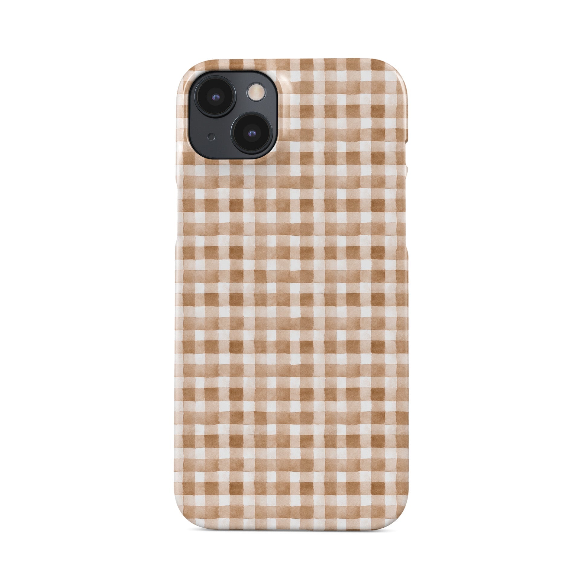 Snap phone case with brown watercolour gingham