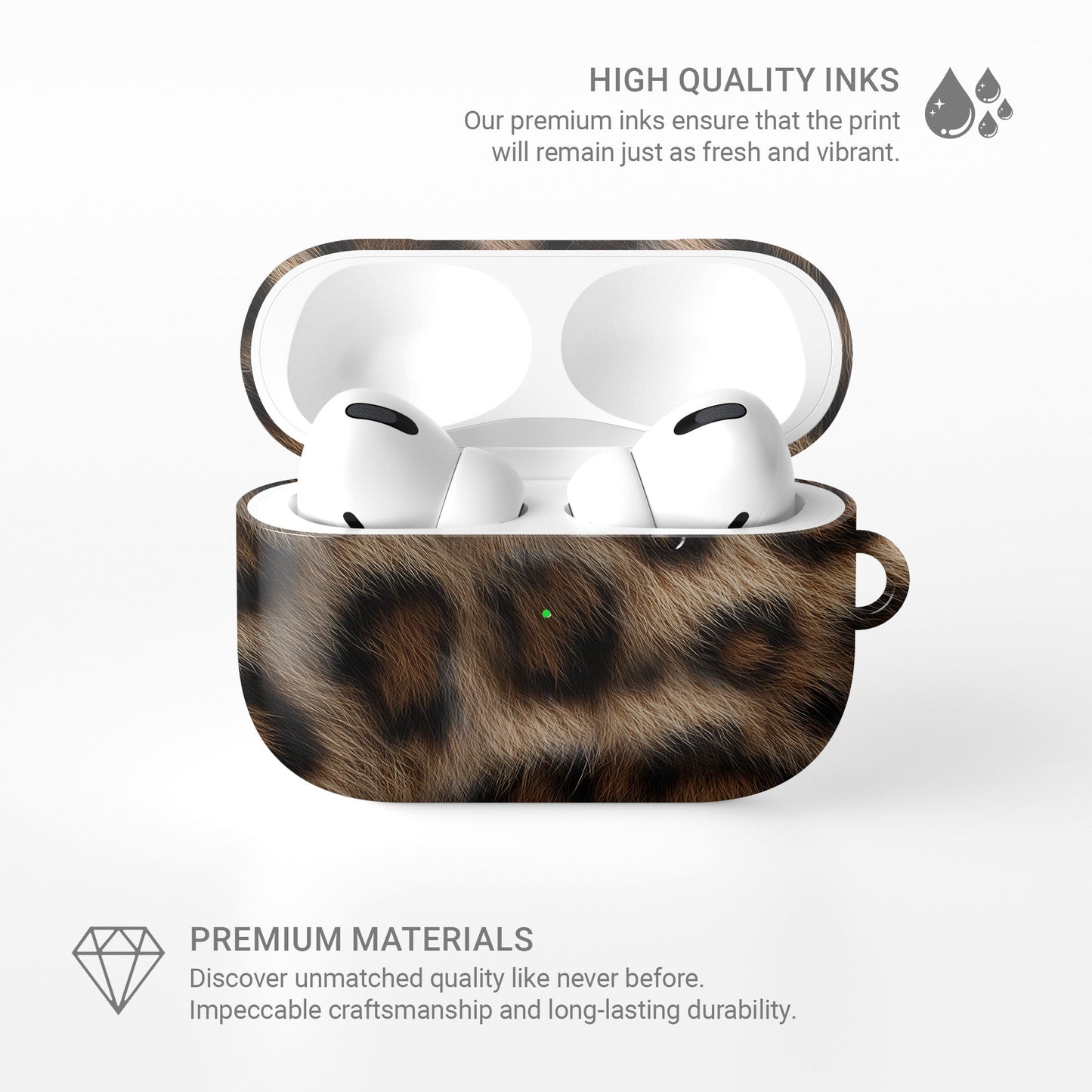 Slim protective AirPods Pro case with golden leopard print design