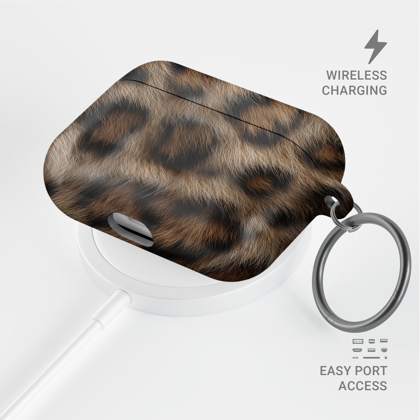Slim protective AirPods Pro case with golden leopard print design