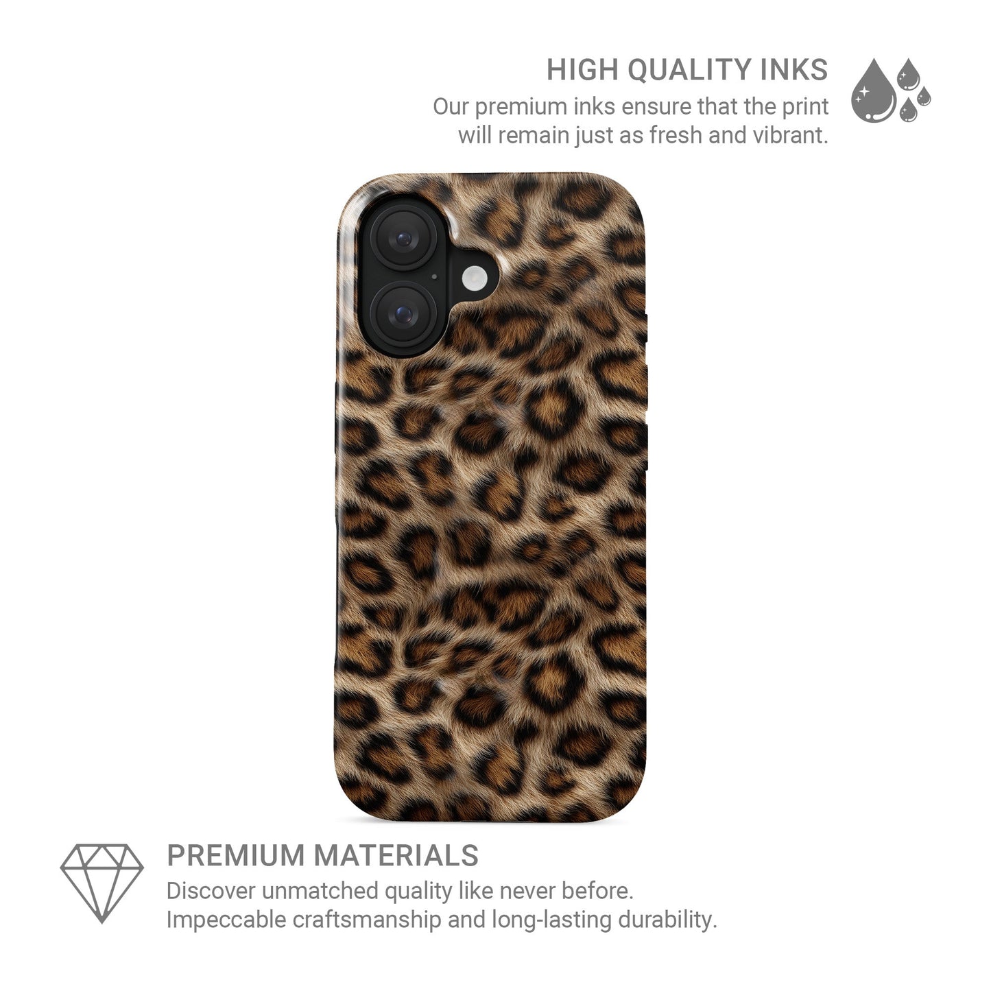 leopard print MagSafe Tough Phone Case with glossy finish
