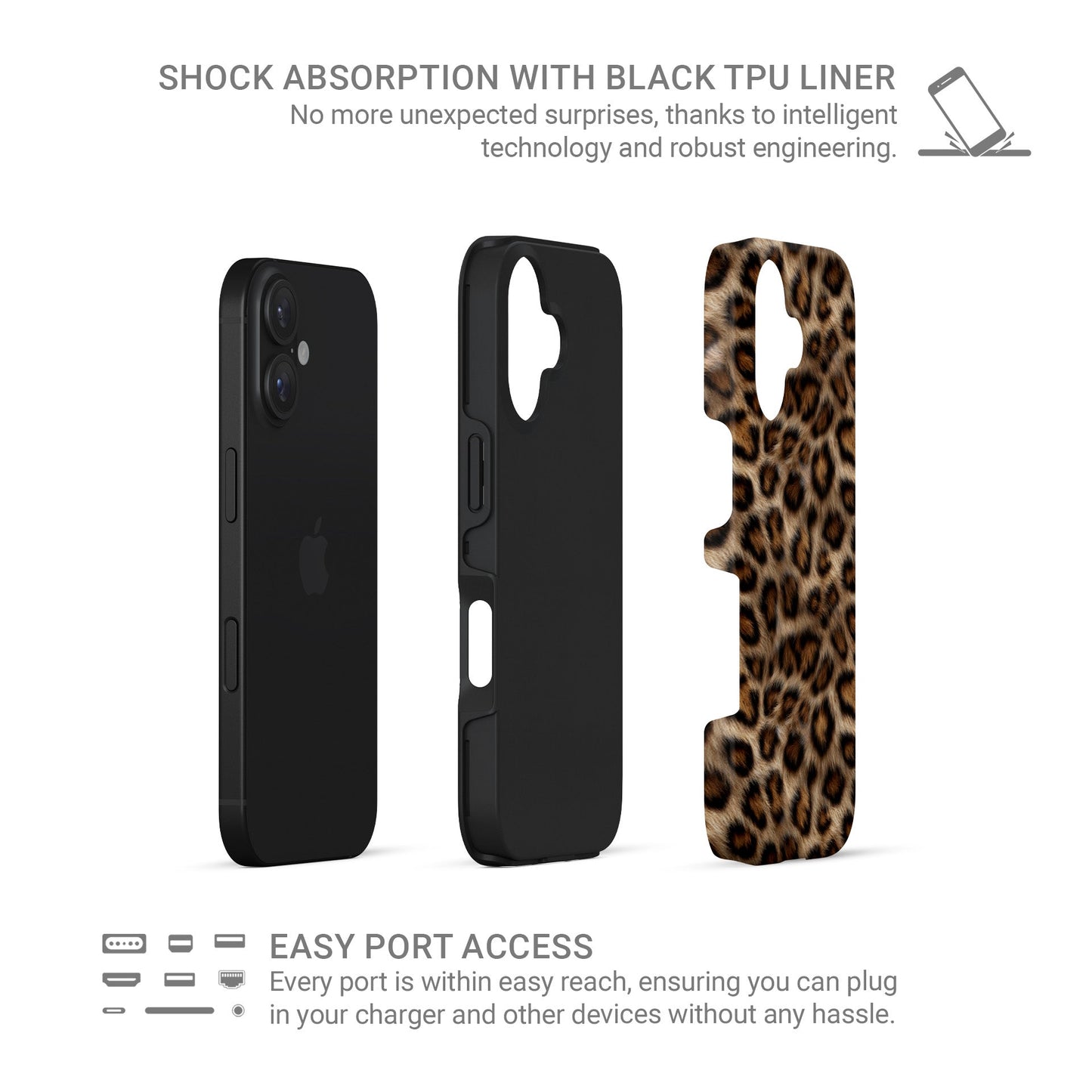 leopard print MagSafe Tough Phone Case with glossy finish