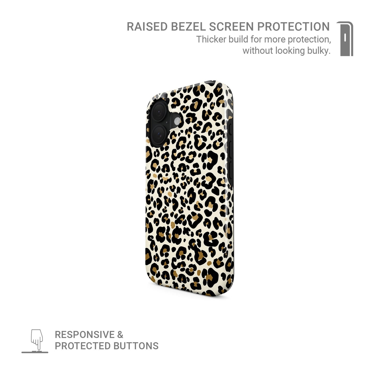 Leopard print tough protective phone case for iPhone, Samsung and Pixel